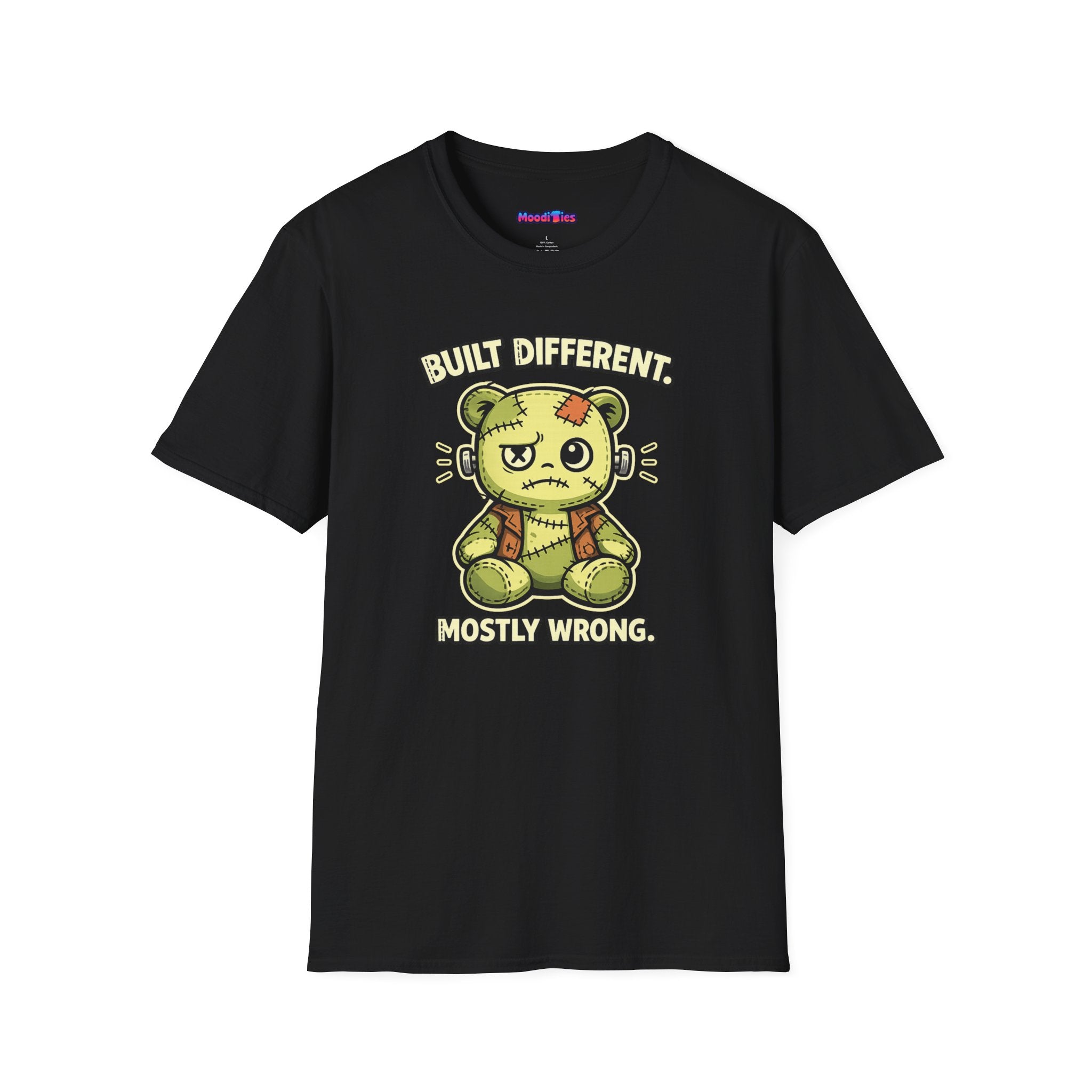 "Built Different, Mostly Wrong" Patchwork Teddy T-Shirt