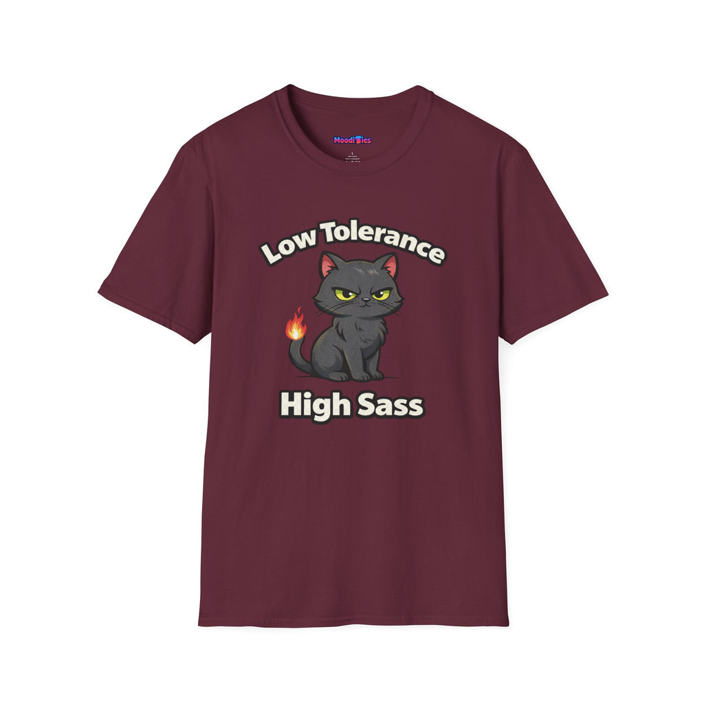 "Low Tolerance, High Sass" Black Cat T-Shirt
