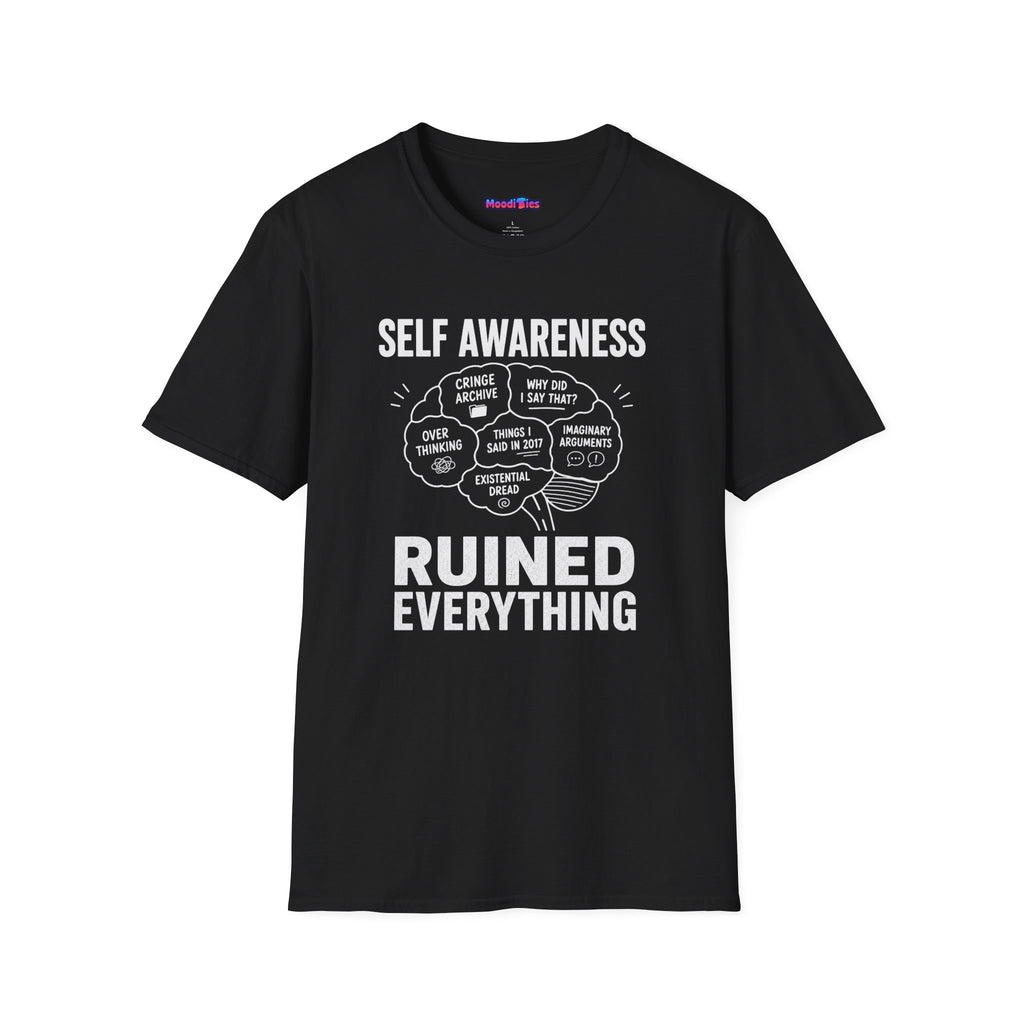 "Self-Awareness Ruined Everything" Brain Map T-Shirt