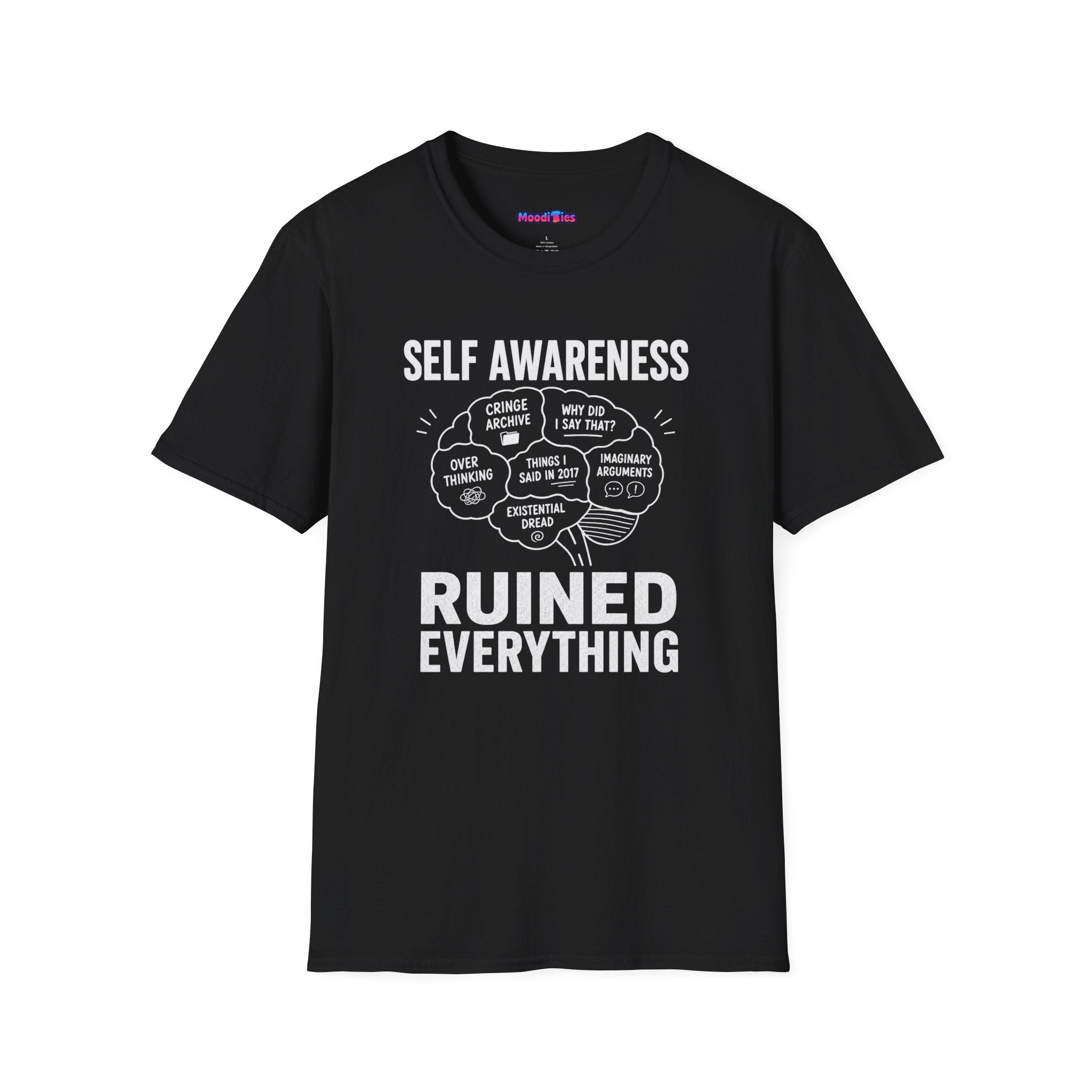 "Self-Awareness Ruined Everything" Brain Map T-Shirt