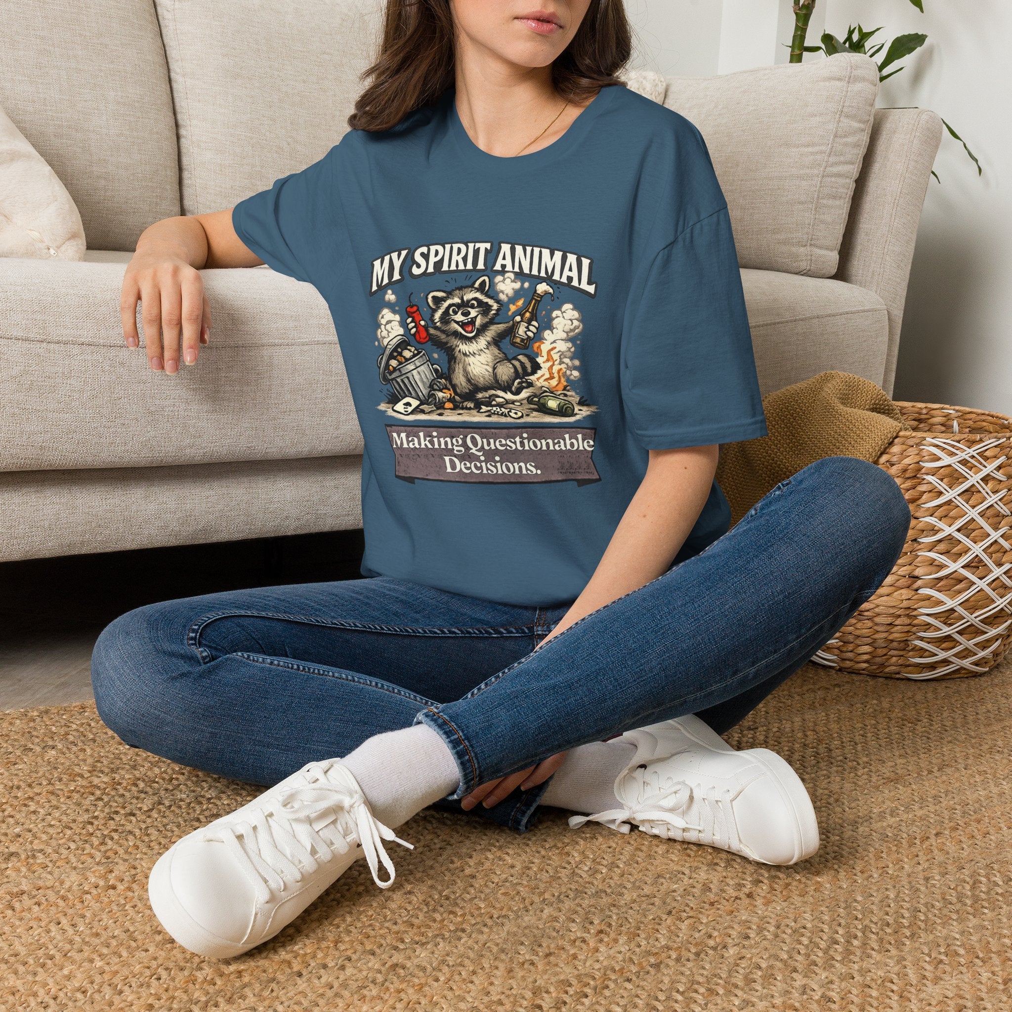 "My Spirit Animal: Raccoon (Making Questionable Decisions)" T-Shirt