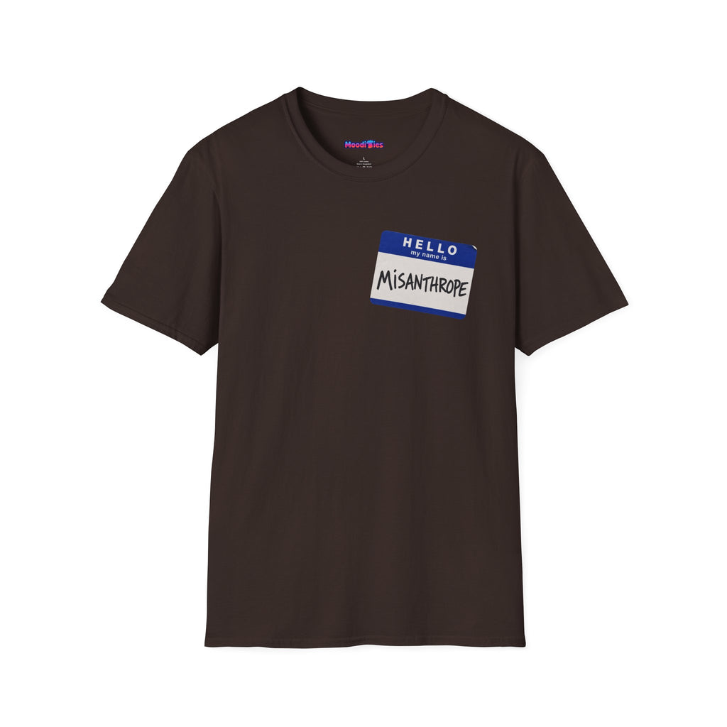 "Hello My Name Is Misanthrope" Name Tag T-Shirt — Funny Introvert Graphic Tee