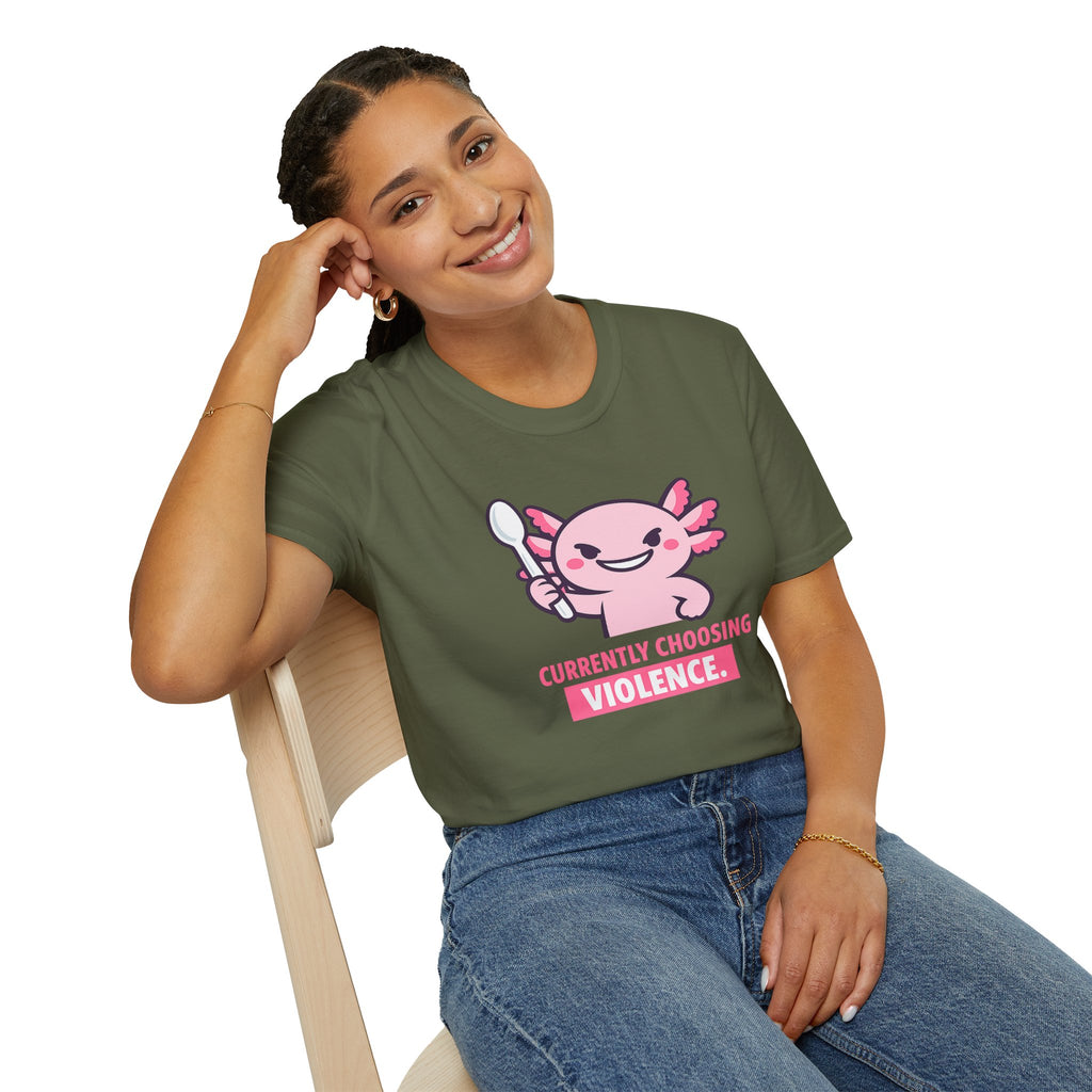 "Currently Choosing Violence" Axolotl T-Shirt
