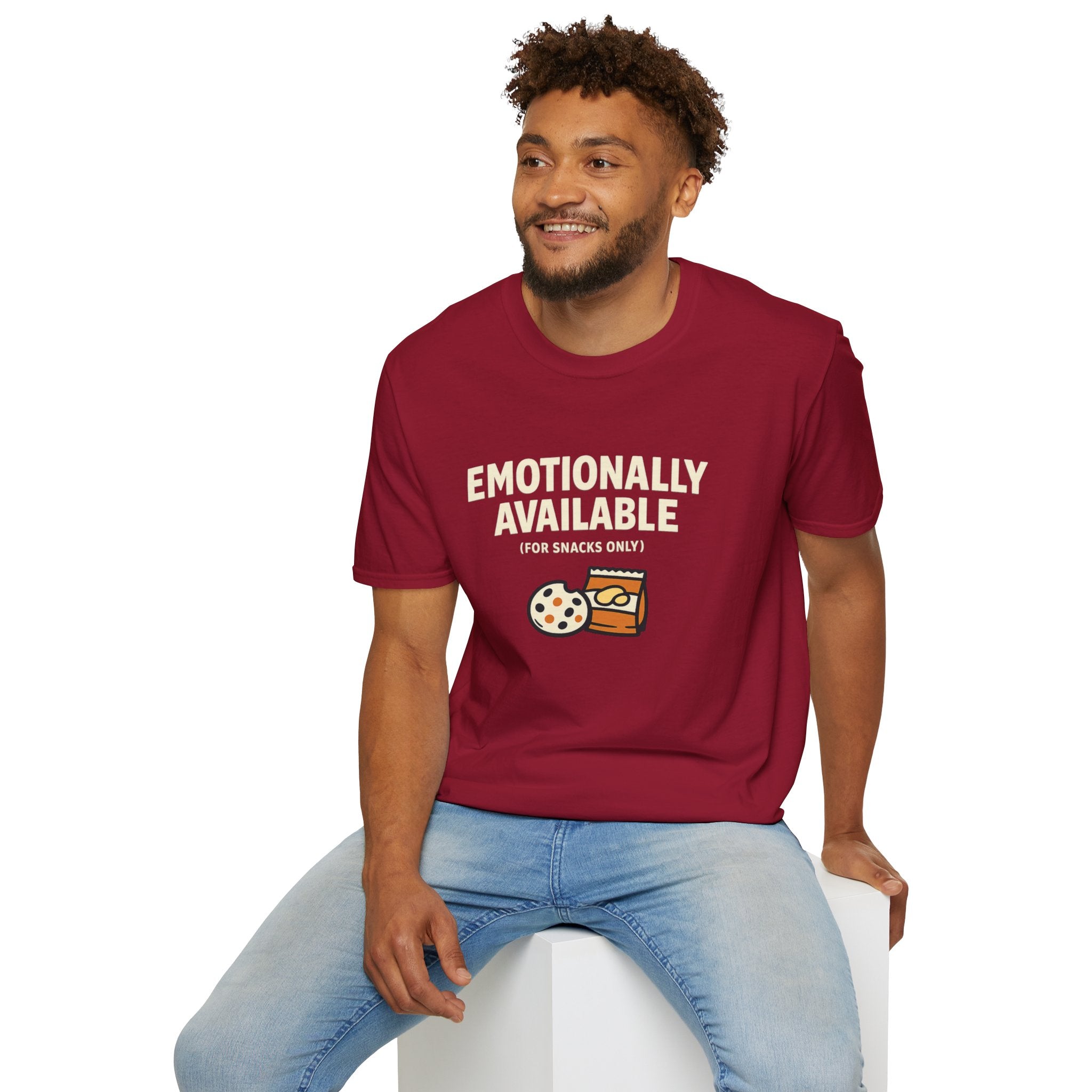 "Emotionally Available (For Snacks Only)" T-Shirt