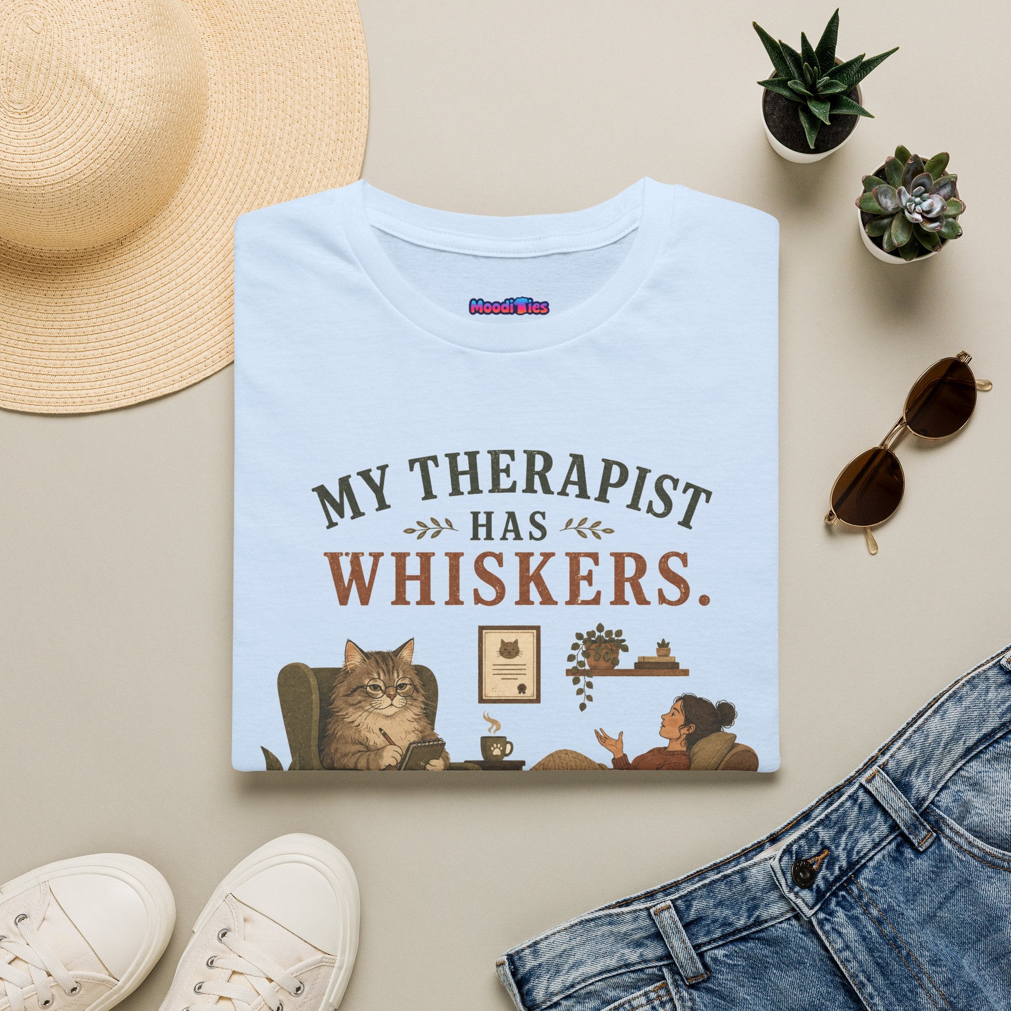 "My Therapist Has Whiskers." Therapy Cat T-Shirt