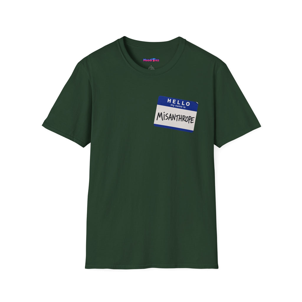 "Hello My Name Is Misanthrope" Name Tag T-Shirt — Funny Introvert Graphic Tee