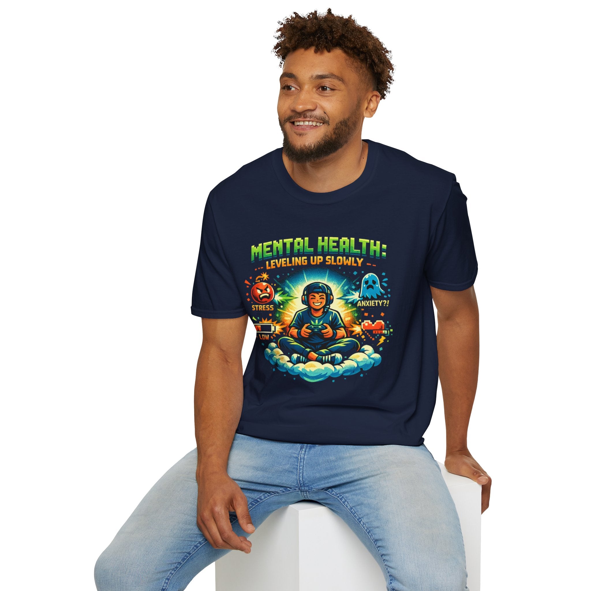 "Mental Health: Leveling Up Slowly" Retro Gamer T-Shirt