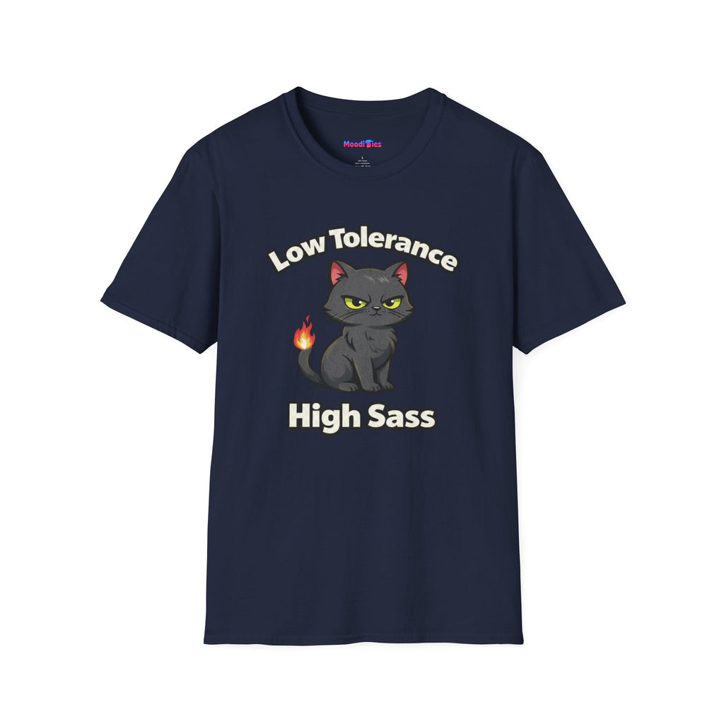 "Low Tolerance, High Sass" Black Cat T-Shirt