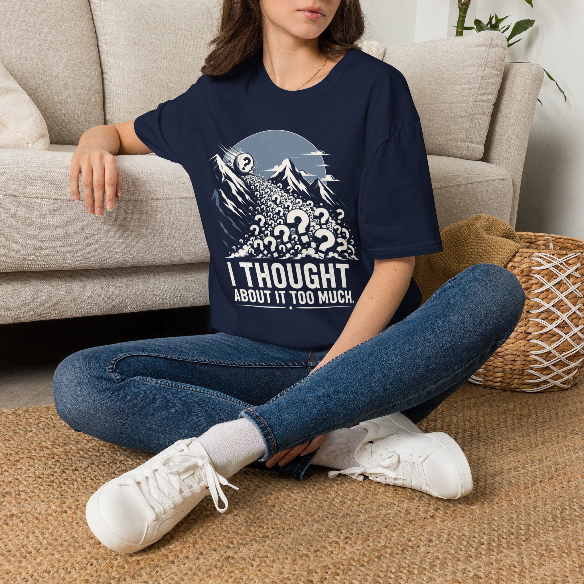 "I Thought About It Too Much" Question Mark Avalanche T-Shirt — Mountains Graphic Tee