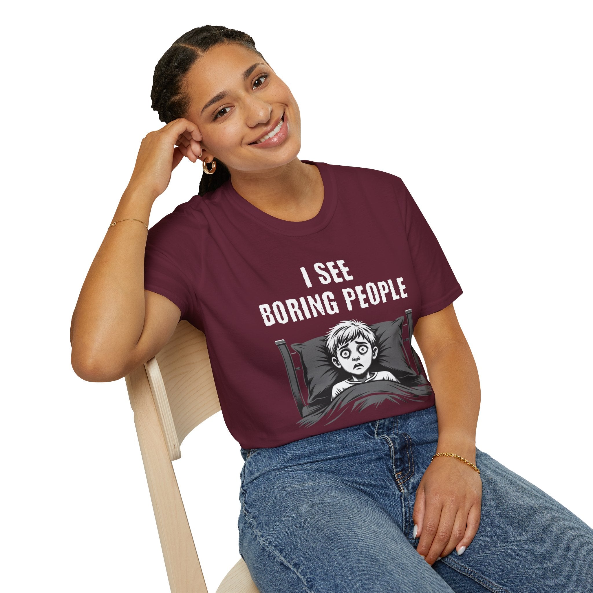 "I See Boring People" Spooked Boy T-Shirt