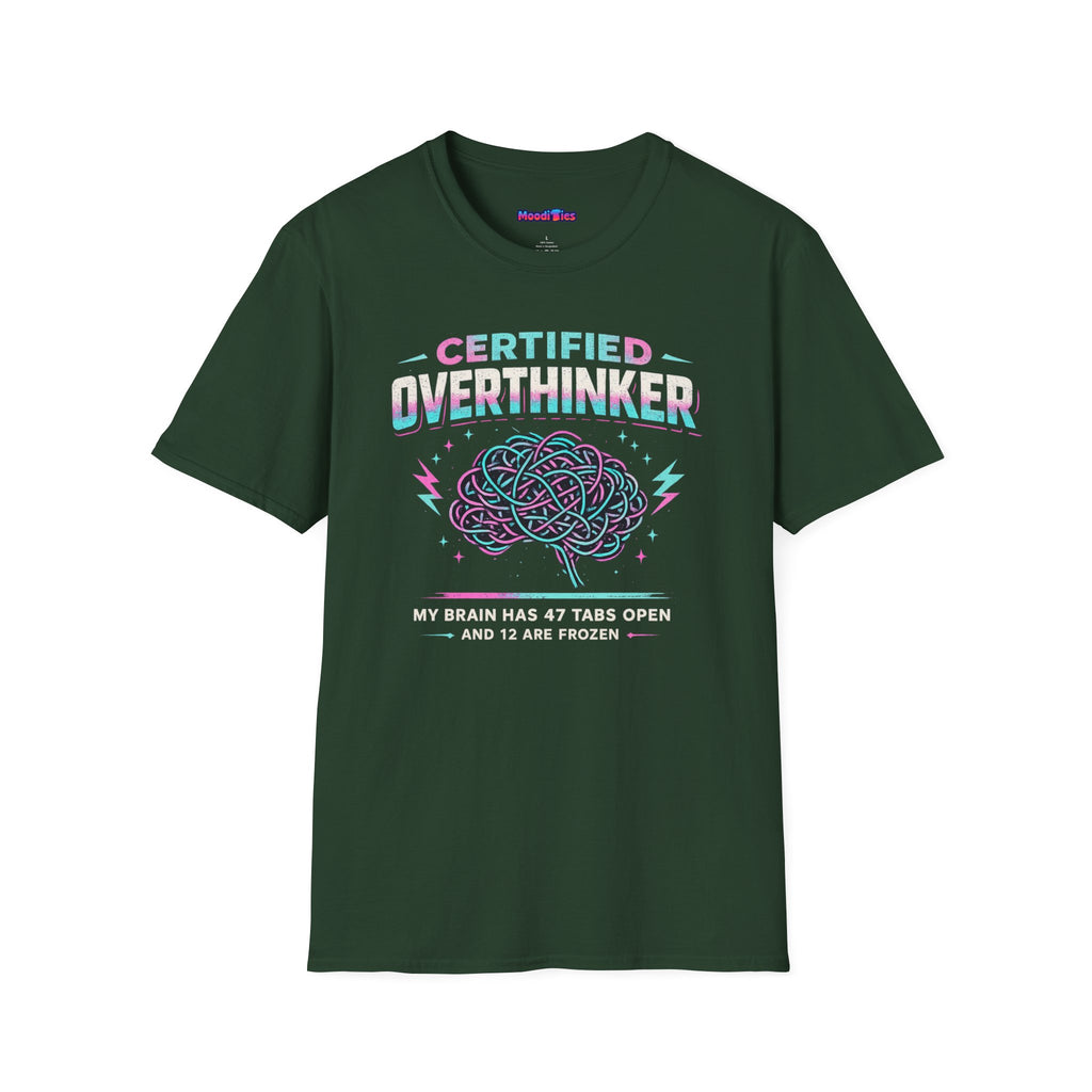 "Certified Overthinker" Retro Brain Graphic T-Shirt