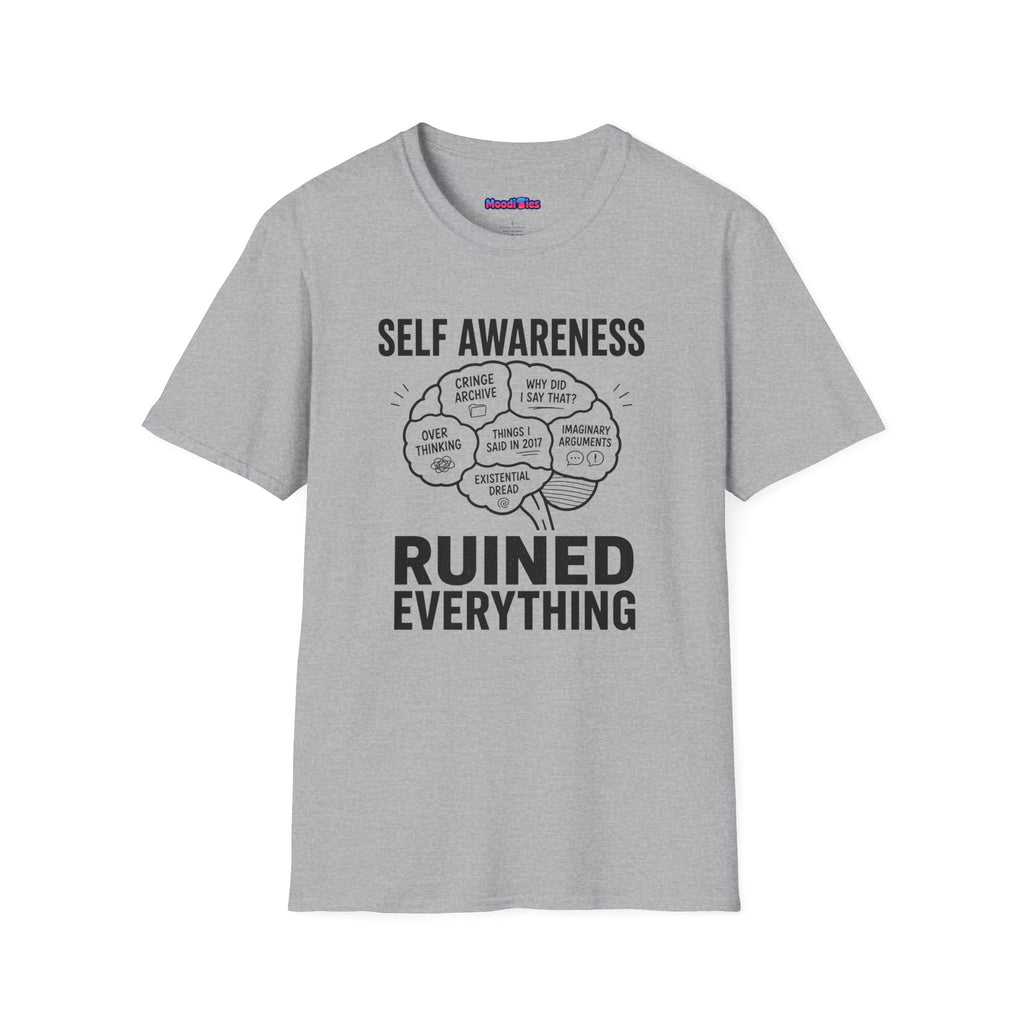"Self-Awareness Ruined Everything" Brain Map T-Shirt