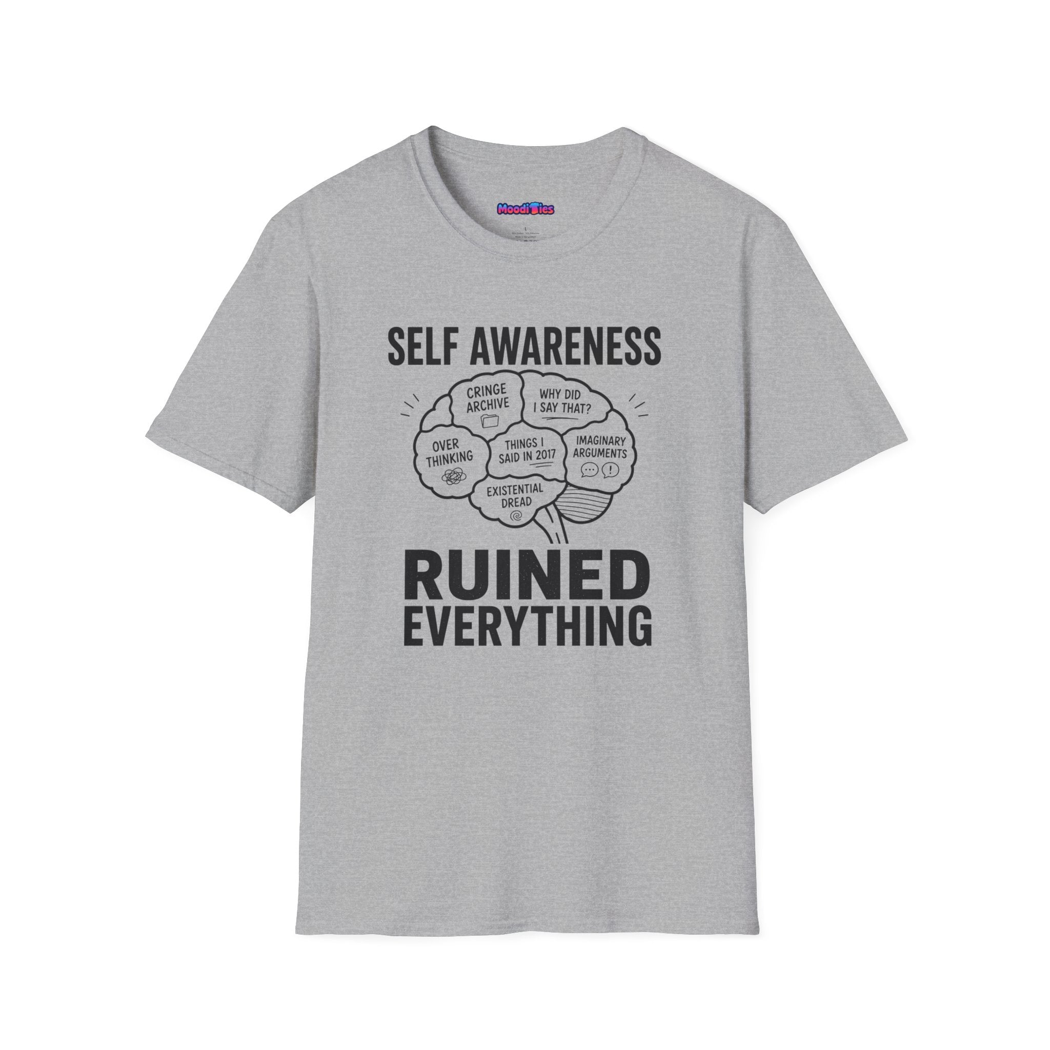 "Self-Awareness Ruined Everything" Brain Map T-Shirt