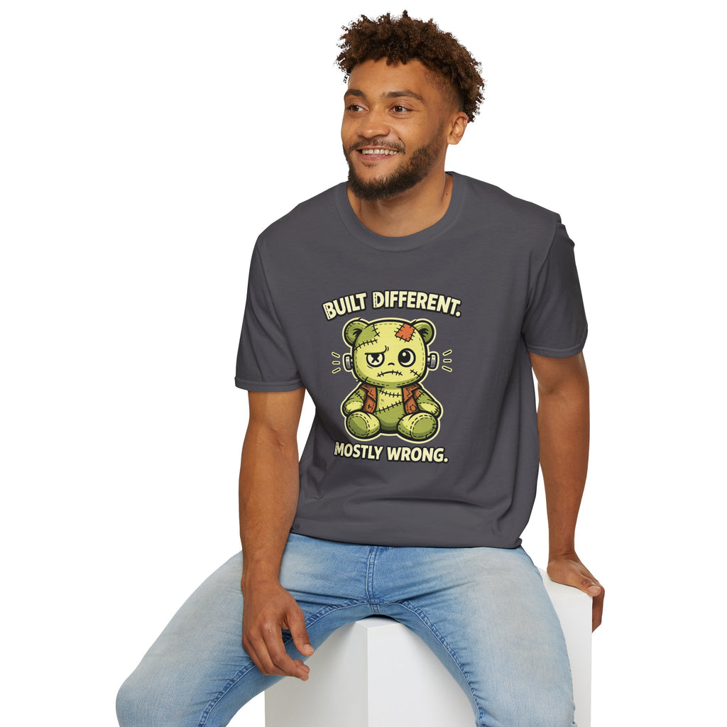"Built Different, Mostly Wrong" Patchwork Teddy T-Shirt