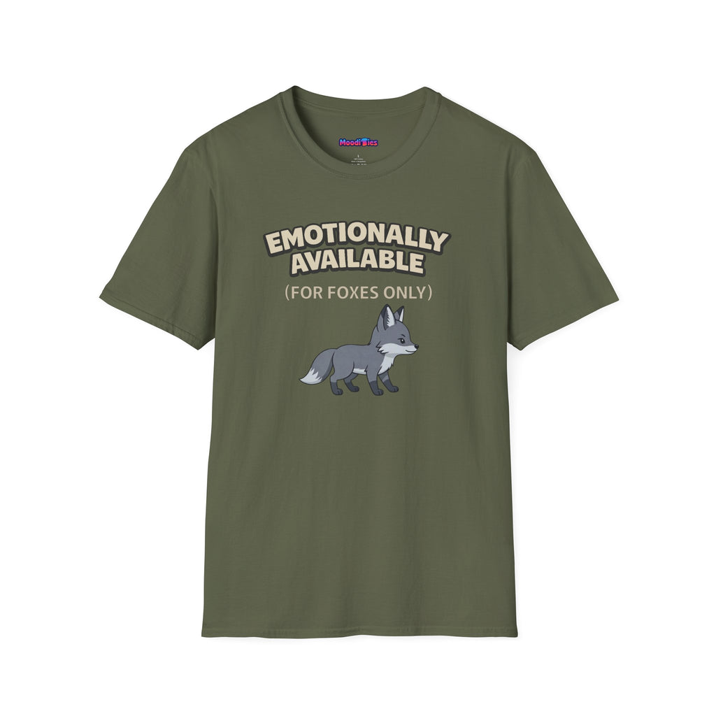 "Emotionally Available (For Foxes Only)" Cute Fox T‑Shirt