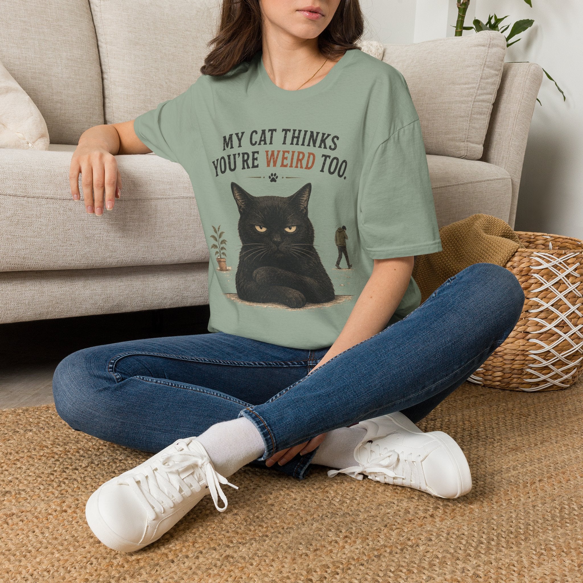 "My Cat Thinks You're Weird Too." Grumpy Cat T-Shirt