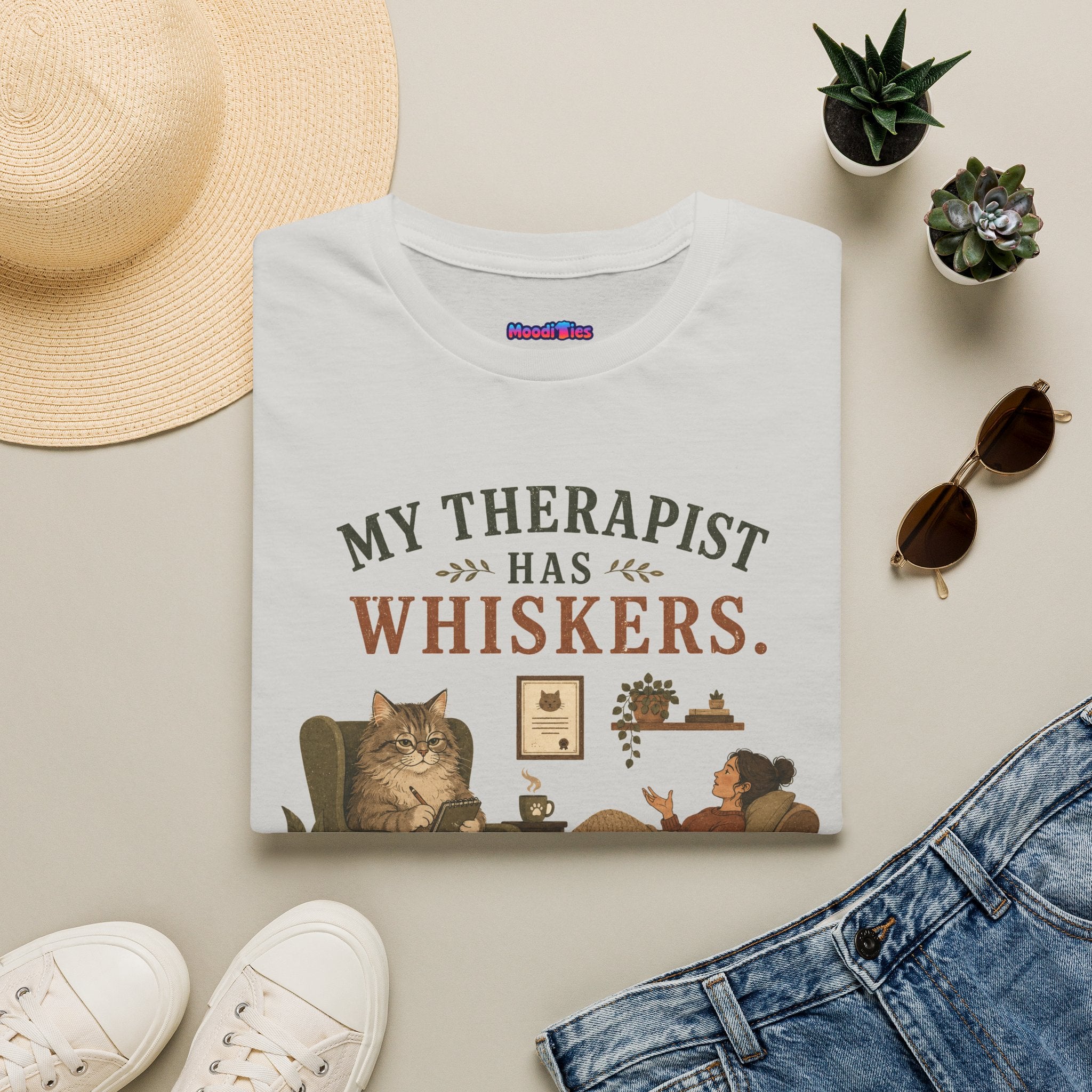 "My Therapist Has Whiskers." Therapy Cat T-Shirt