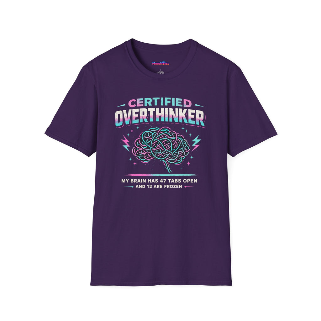 "Certified Overthinker" Retro Brain Graphic T-Shirt