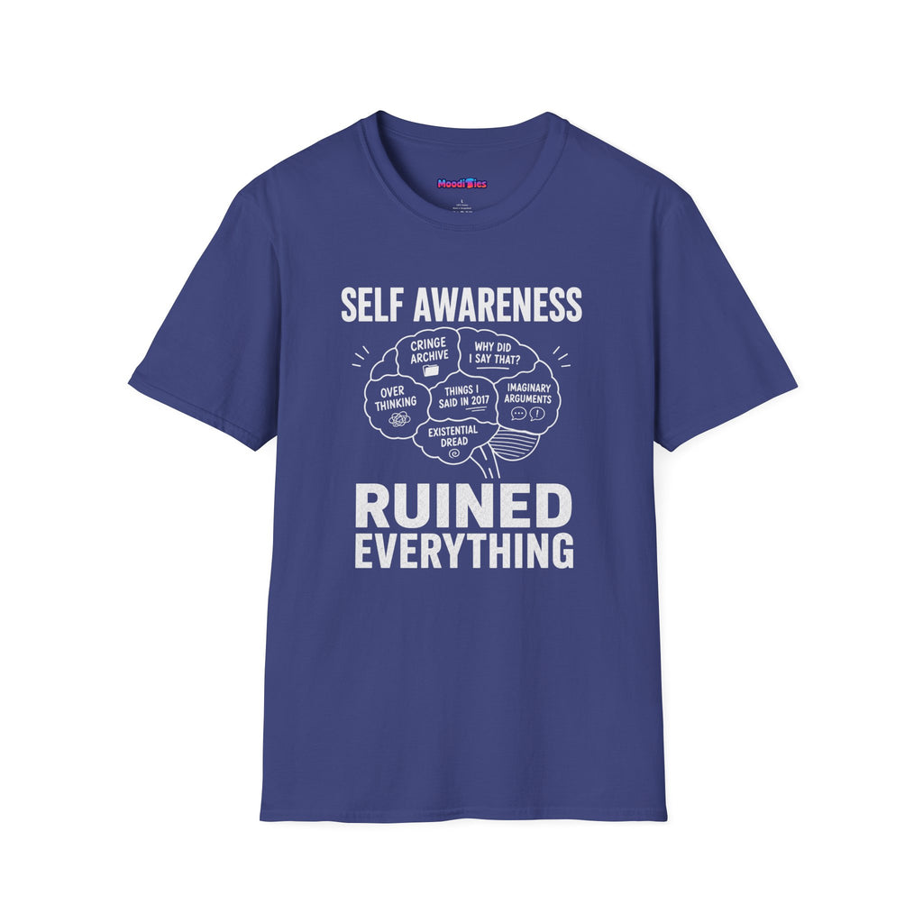"Self-Awareness Ruined Everything" Brain Map T-Shirt