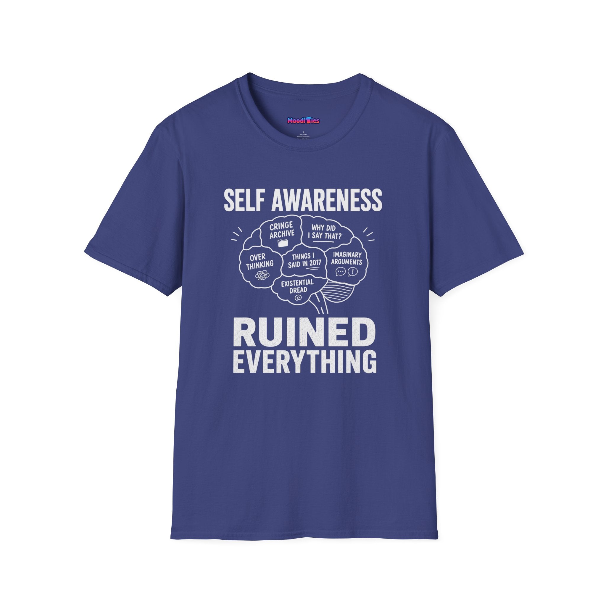 "Self-Awareness Ruined Everything" Brain Map T-Shirt