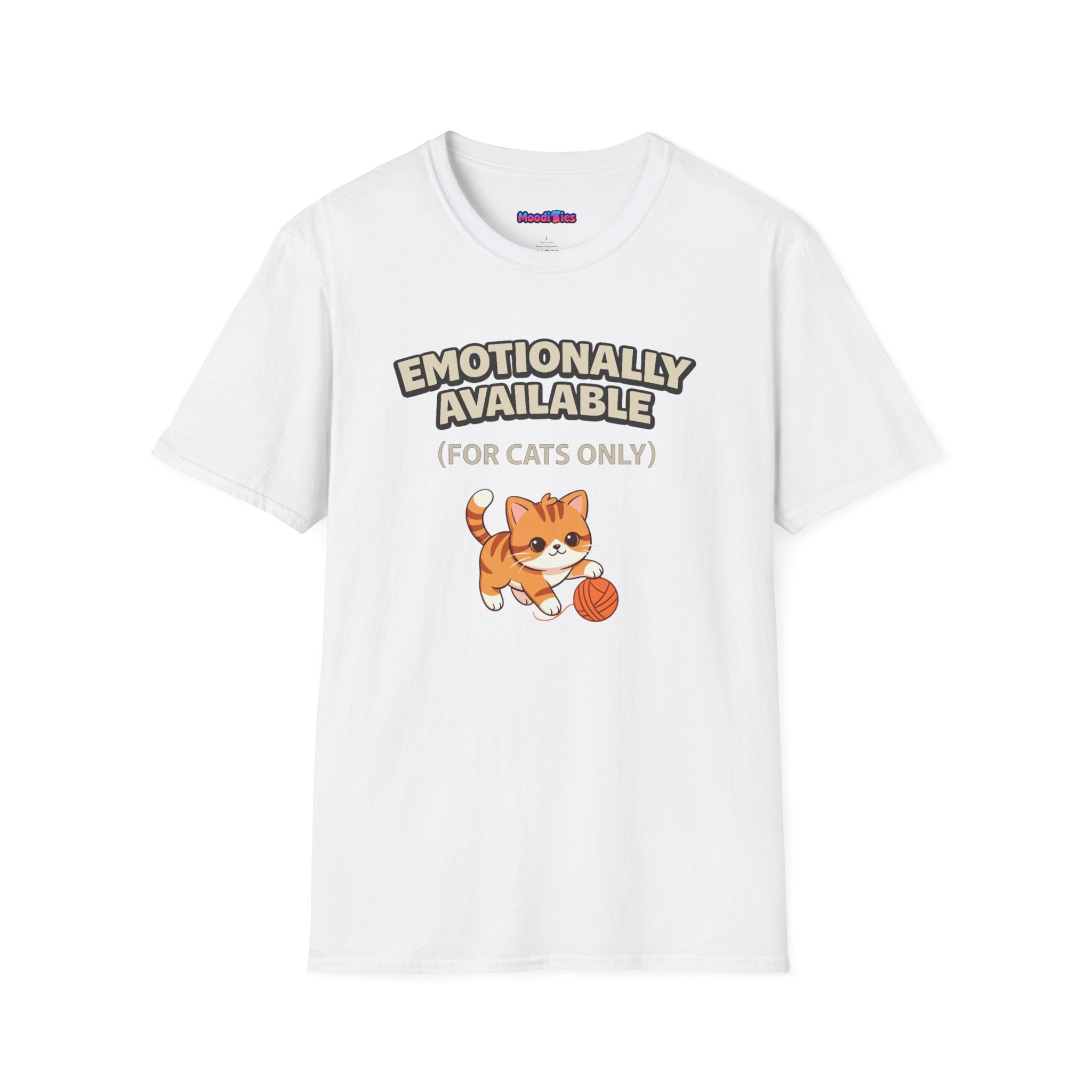 "Emotionally Available (For Cats Only)" Cat Playing with Yarn T-Shirt