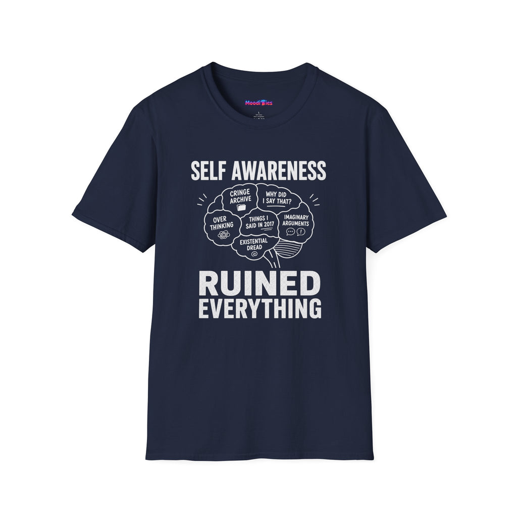 "Self-Awareness Ruined Everything" Brain Map T-Shirt