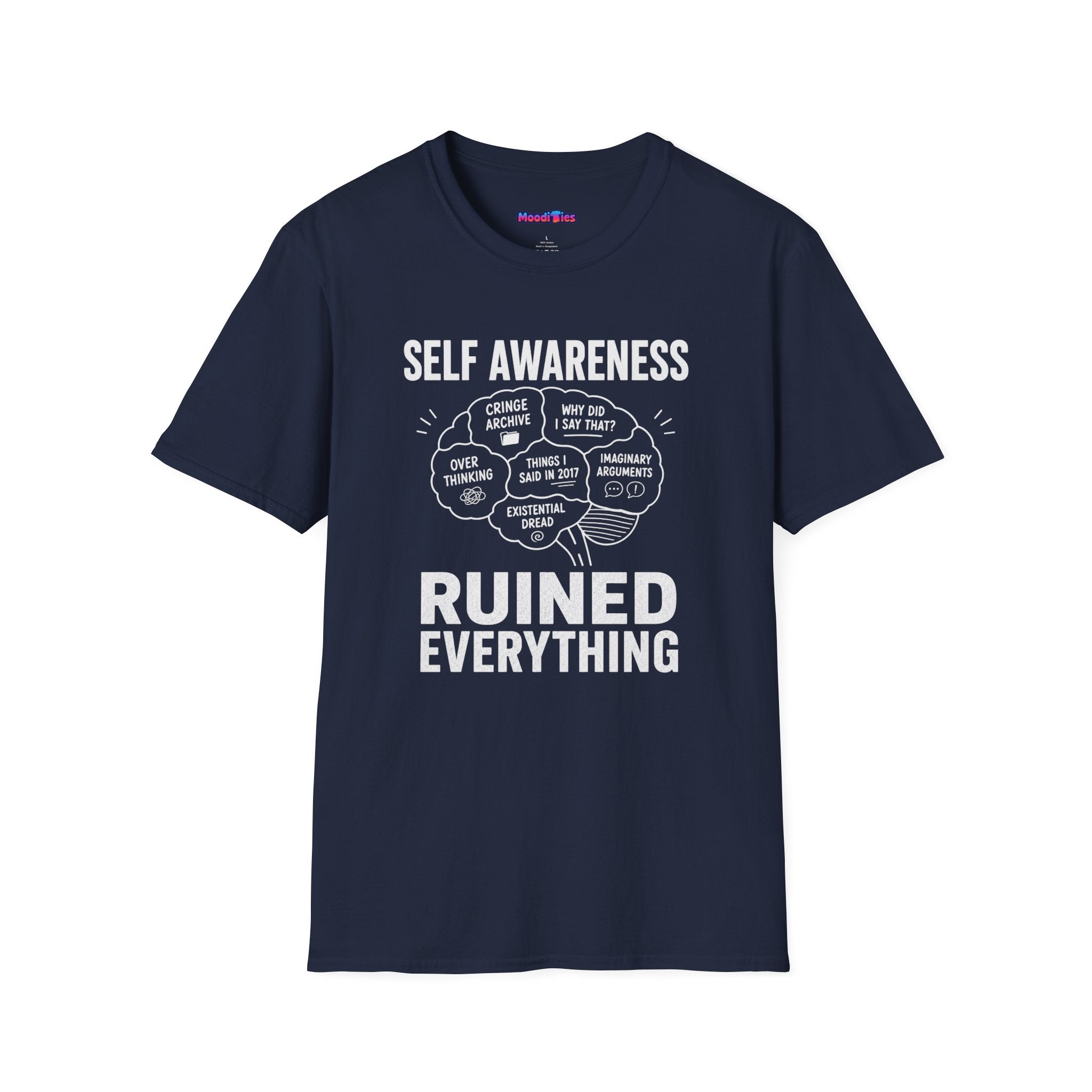 "Self-Awareness Ruined Everything" Brain Map T-Shirt