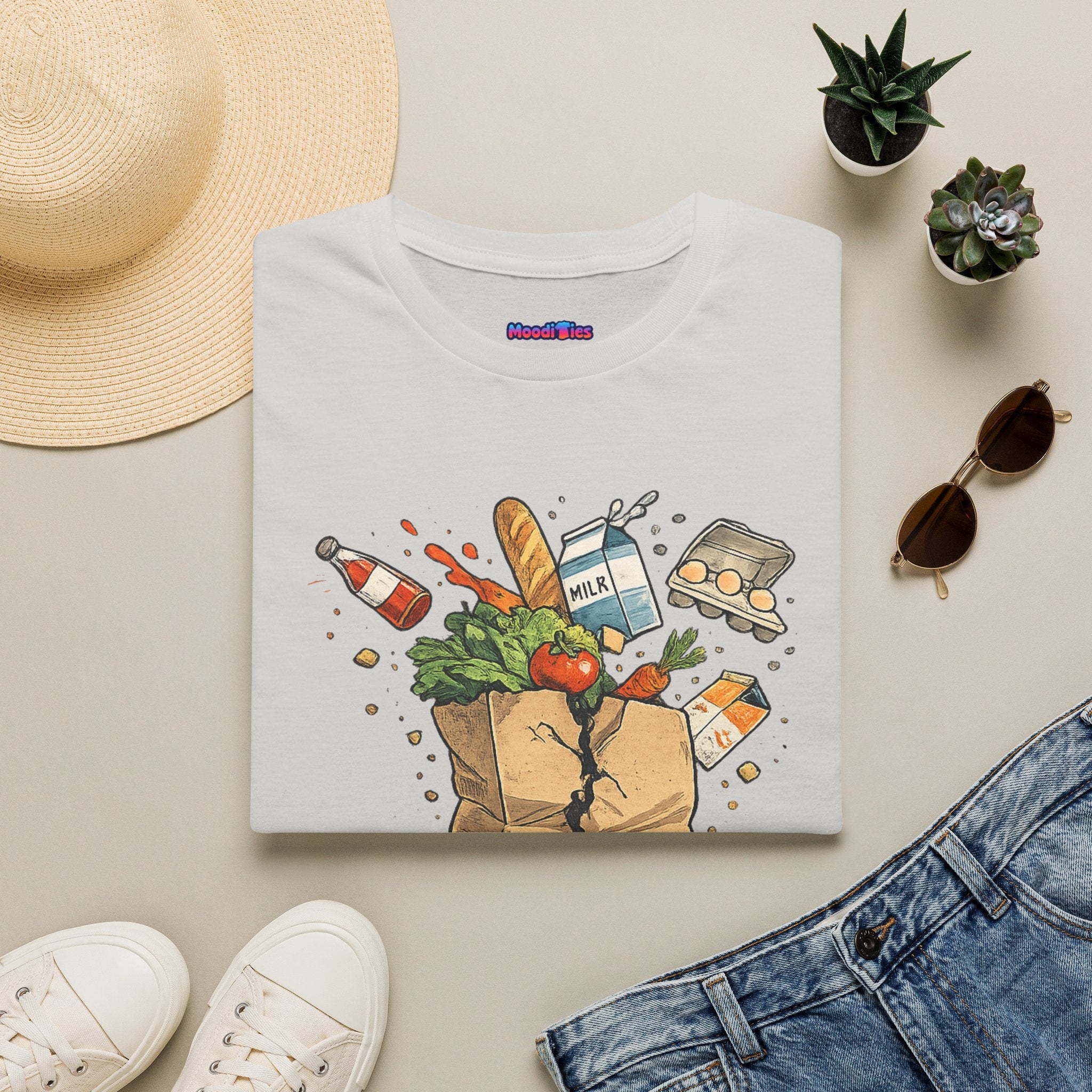 "One Mild Inconvenience Away" Exploding Grocery Bag T-Shirt