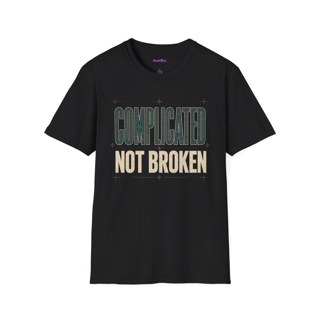 "Complicated, Not Broken" Maze Letters T‑Shirt