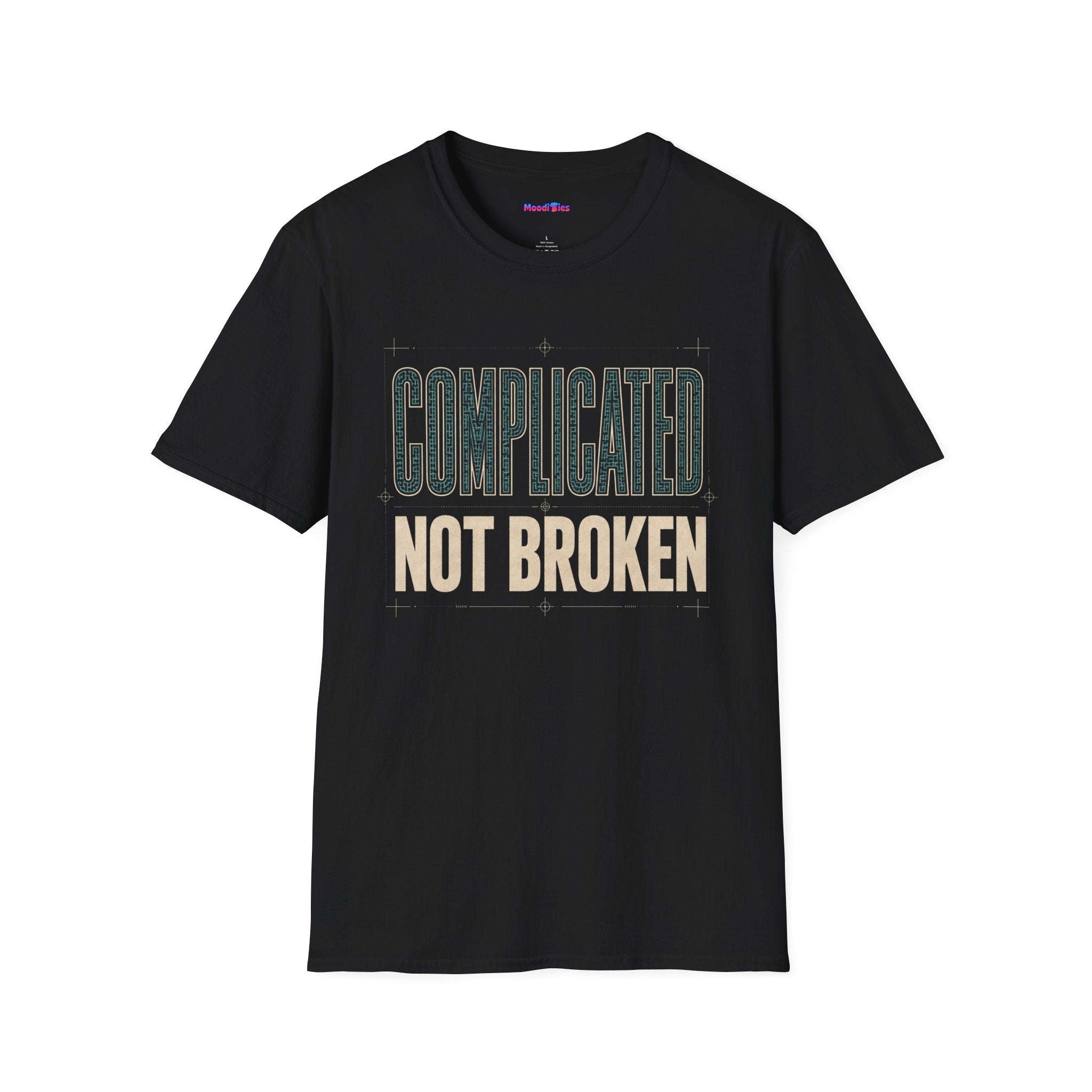 "Complicated, Not Broken" Maze Letters T‑Shirt