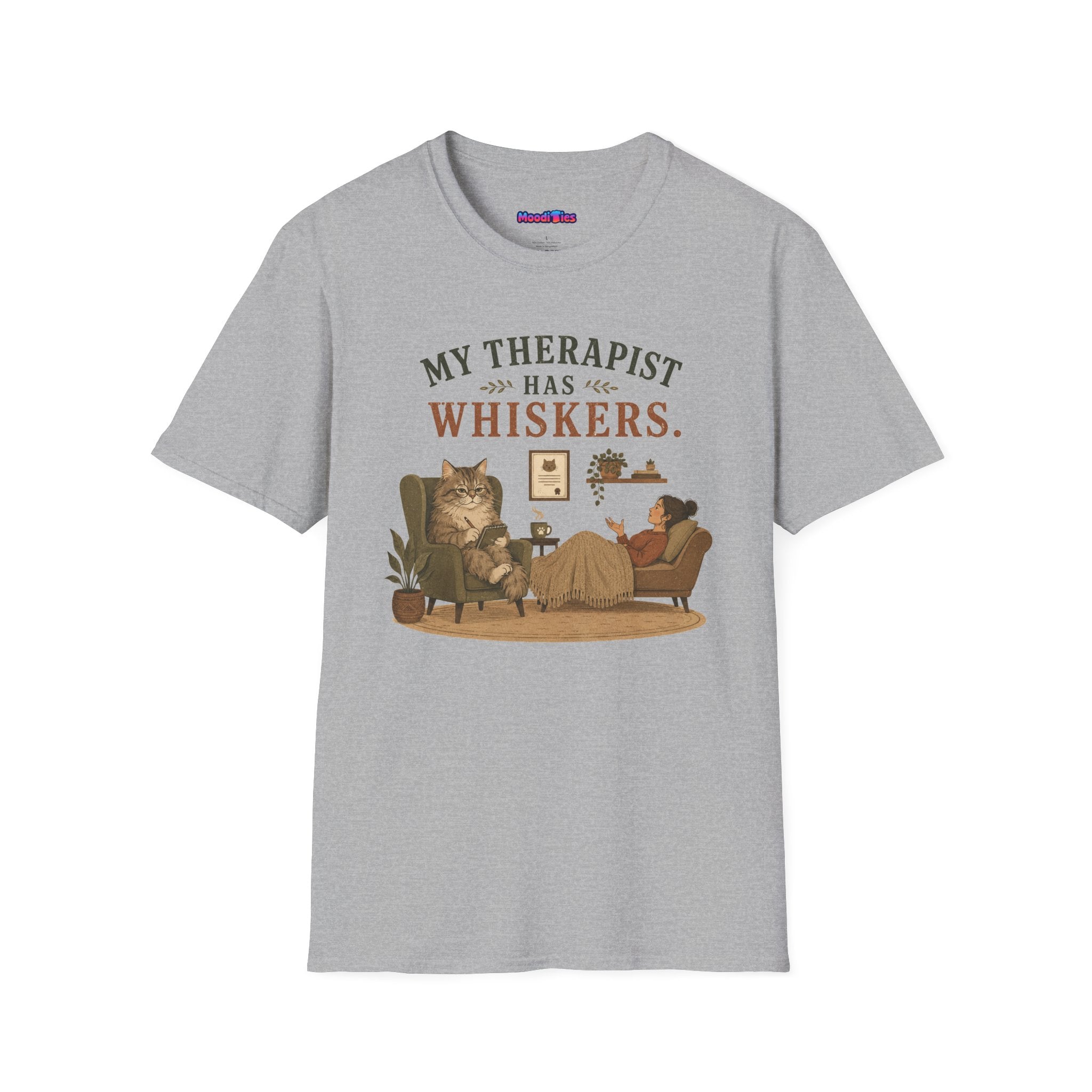 "My Therapist Has Whiskers." Therapy Cat T-Shirt