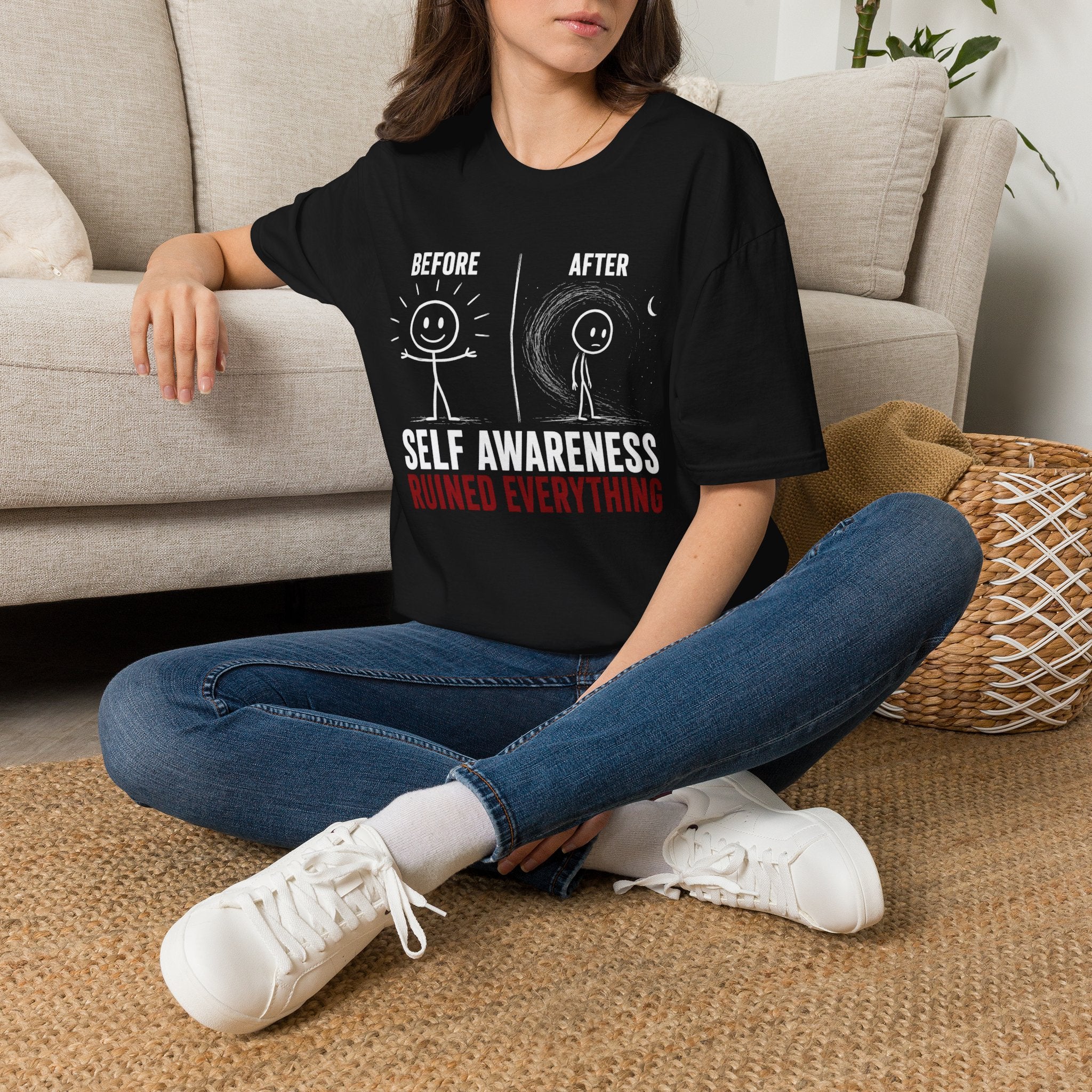 "Self-Awareness Ruined Everything" Before and After T-Shirt