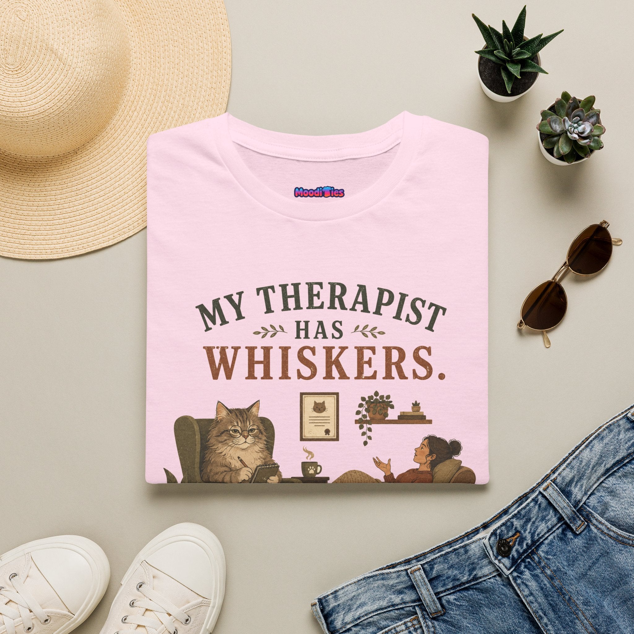 "My Therapist Has Whiskers." Therapy Cat T-Shirt