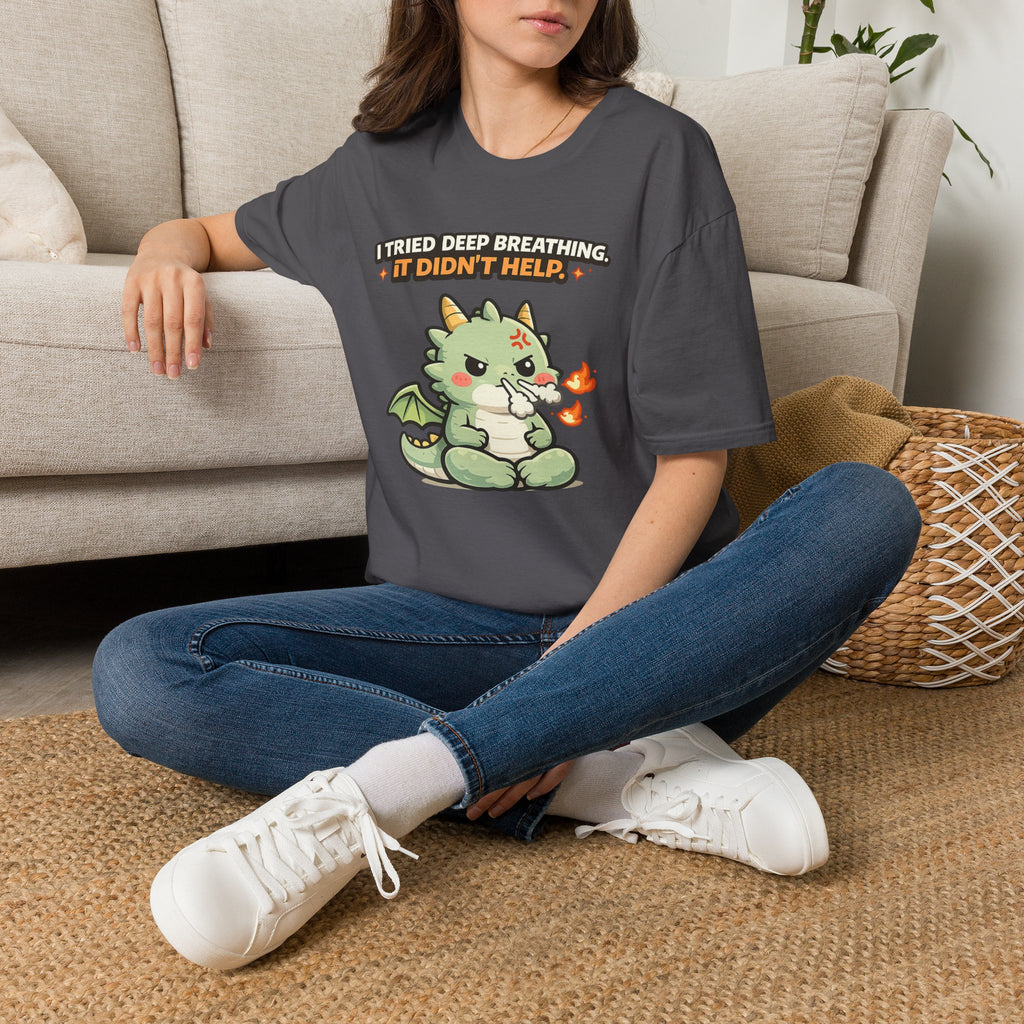 "I Tried Deep Breathing" Snorting Baby Dragon T‑Shirt