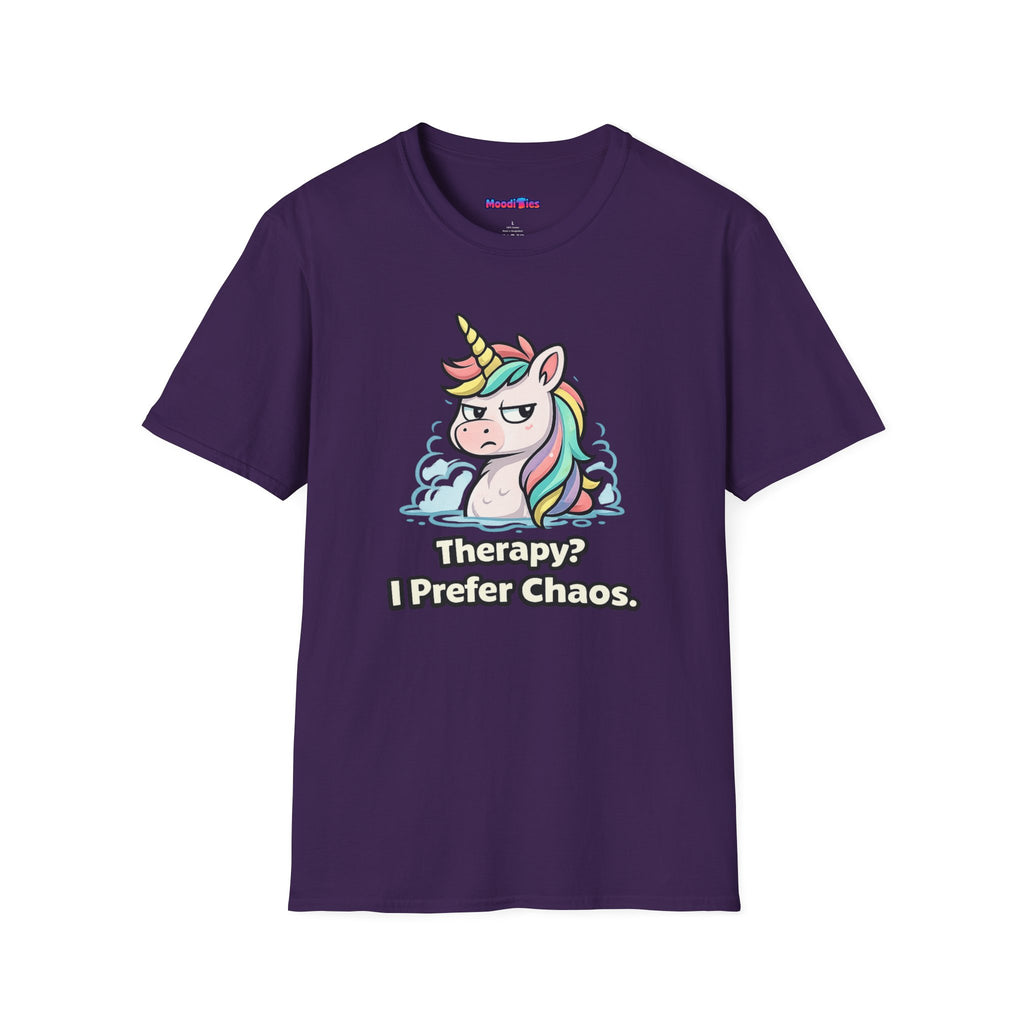 "Therapy? I Prefer Chaos." Unicorn T-Shirt
