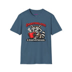"Overstimulated & Armed with Sarcasm" Raccoon with Coffee T-Shirt