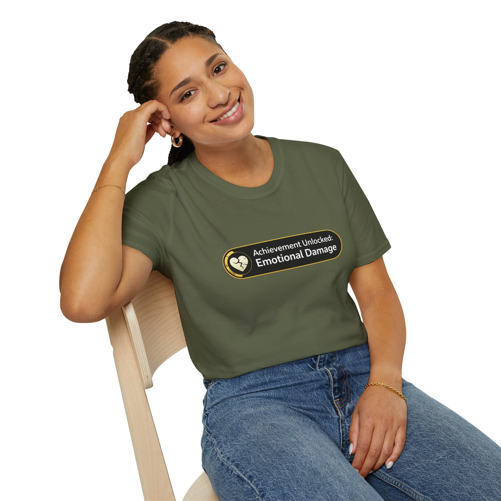 "Achievement Unlocked: Emotional Damage” Funny Graphic T-Shirt