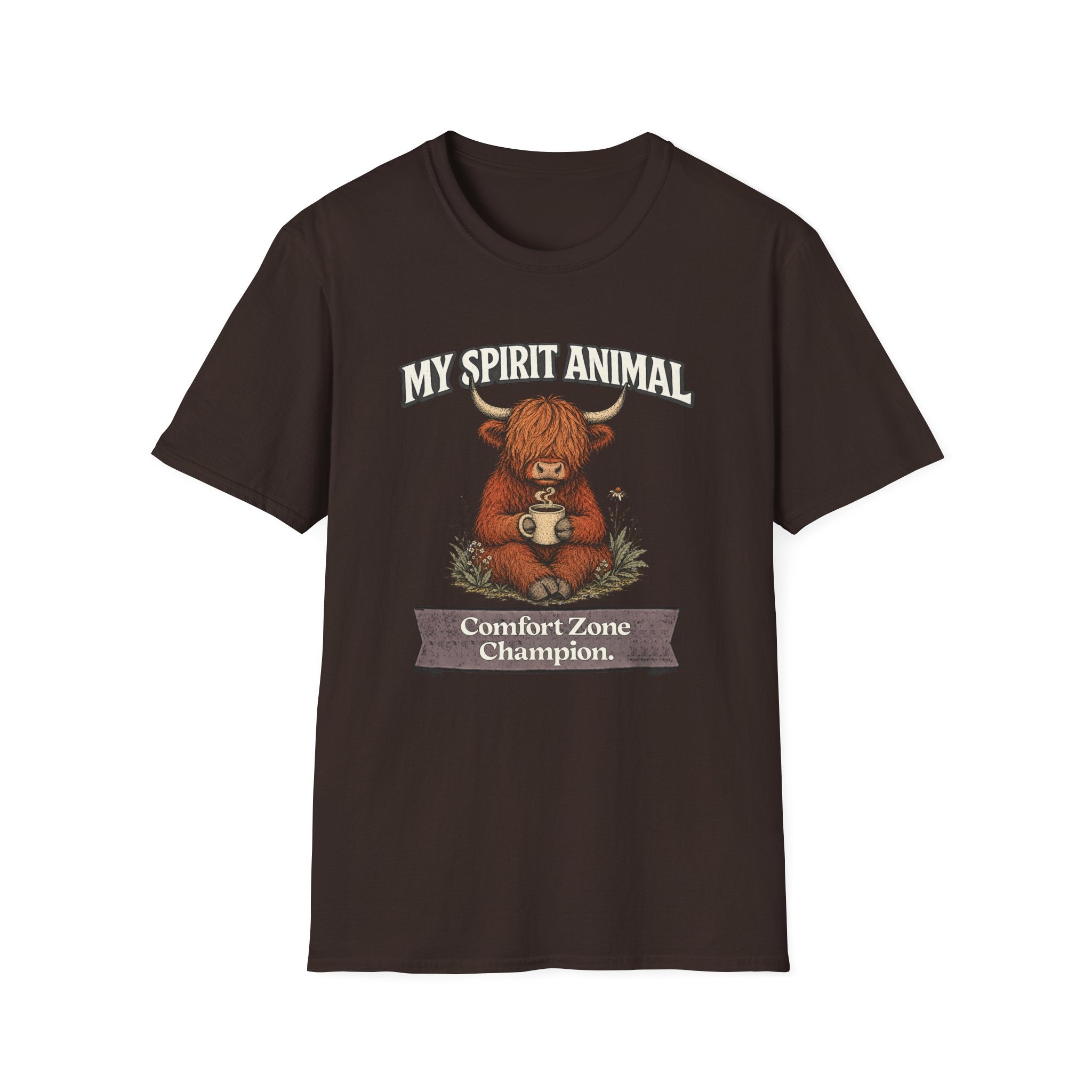 "My Spirit Animal: Highland Cow (Comfort Zone Champion)" T-Shirt