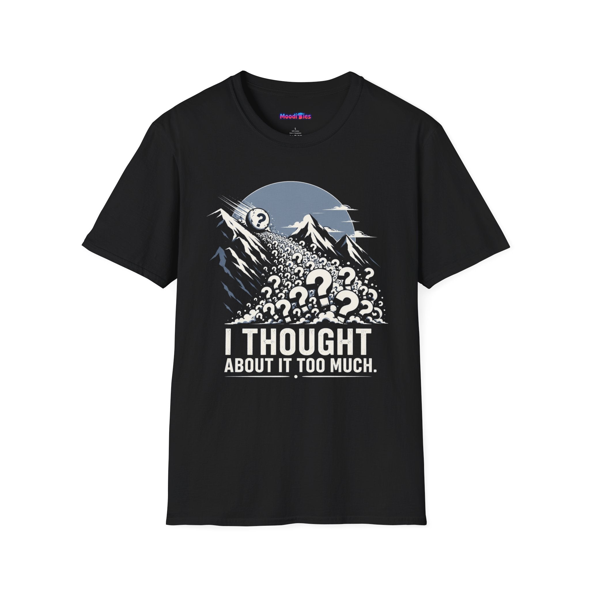 "I Thought About It Too Much" Question Mark Avalanche T-Shirt — Mountains Graphic Tee