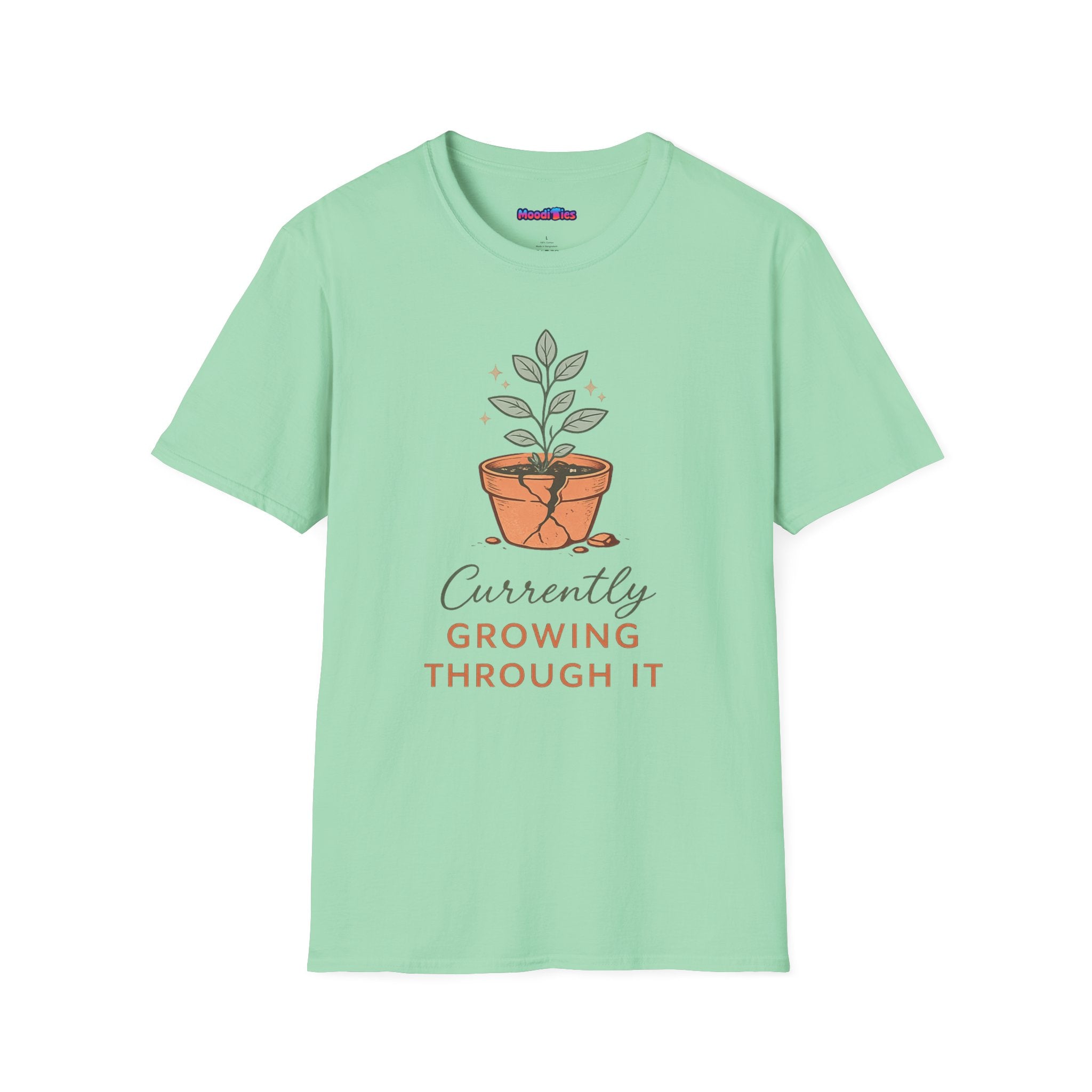 "Currently Growing Through It" Broken Potted Plant T-Shirt