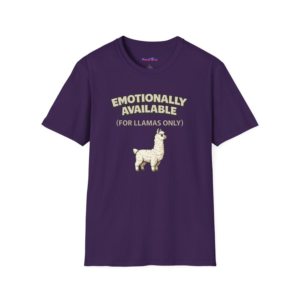 “Emotionally Available (For Llamas Only)” Cute Llama T-Shirt