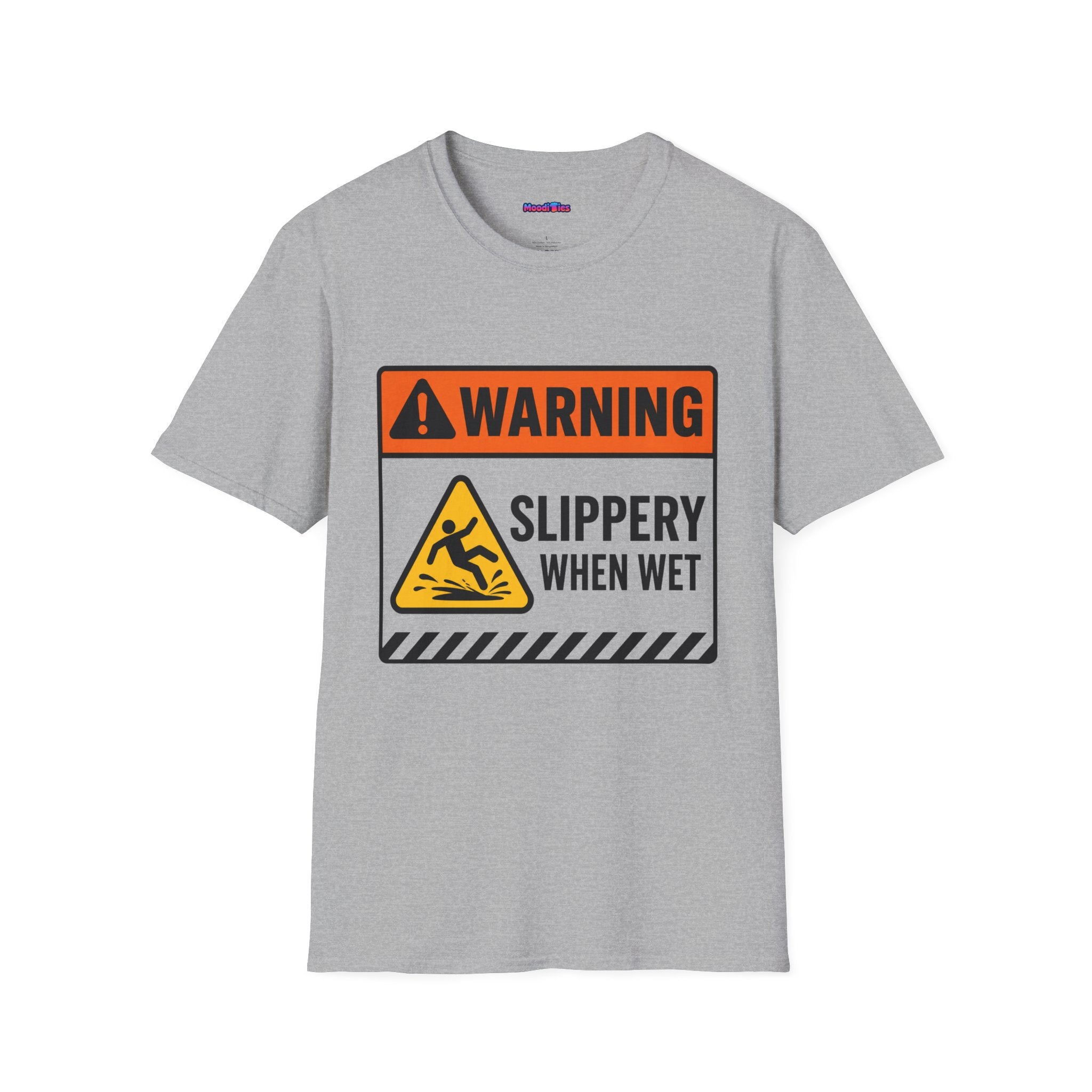 "Warning: Slippery When Wet" Warning Sign T-Shirt