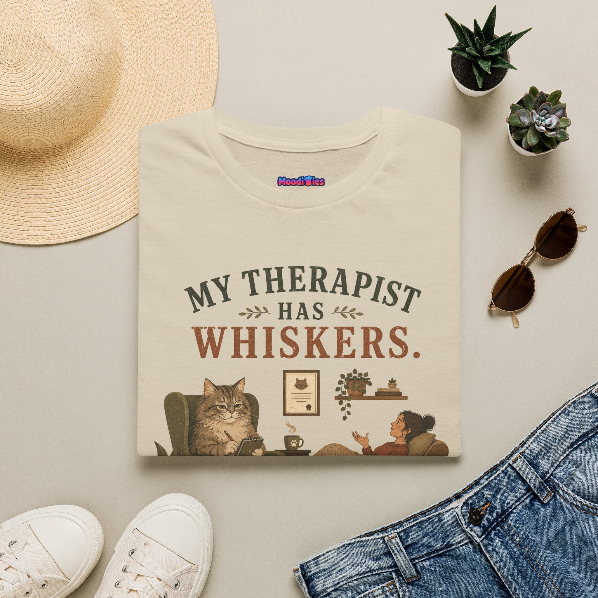 "My Therapist Has Whiskers." Therapy Cat T-Shirt