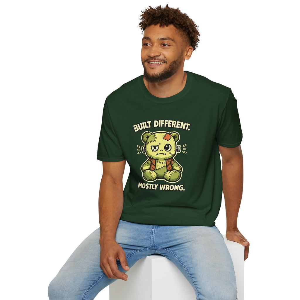 "Built Different, Mostly Wrong" Patchwork Teddy T-Shirt
