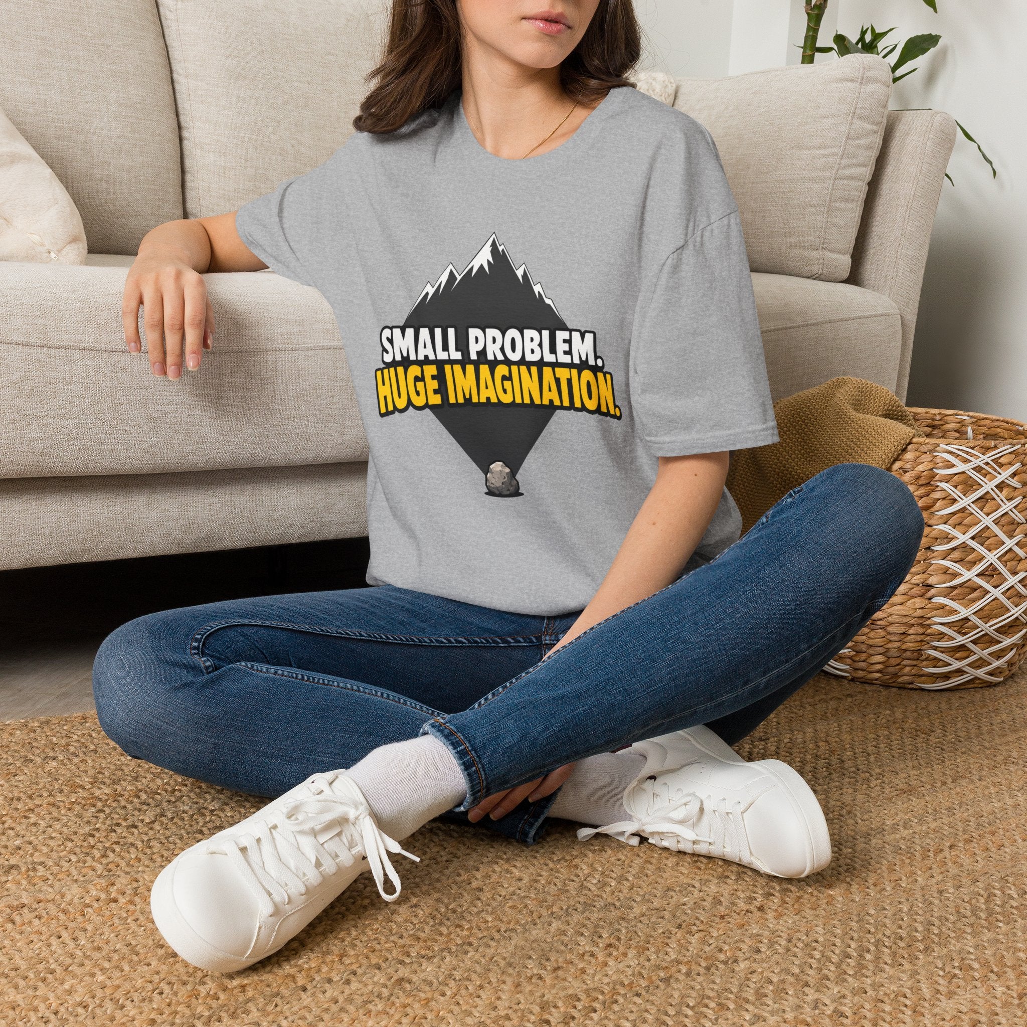 "Small Problem, Huge Imagination" Pebble Mountain T-Shirt
