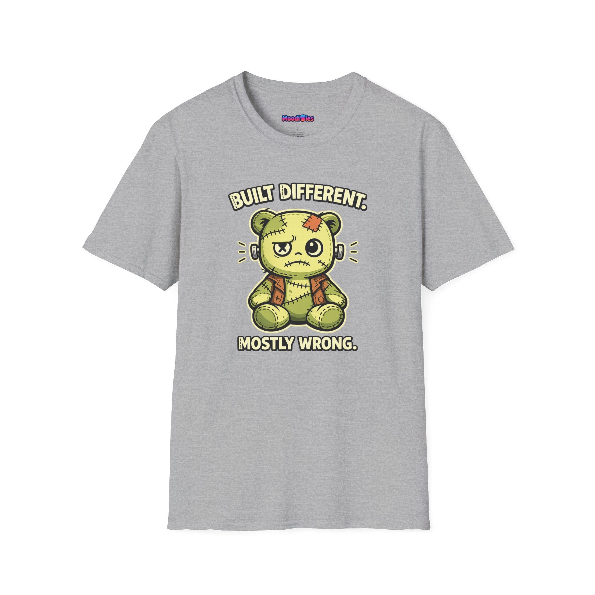 "Built Different, Mostly Wrong" Patchwork Teddy T-Shirt
