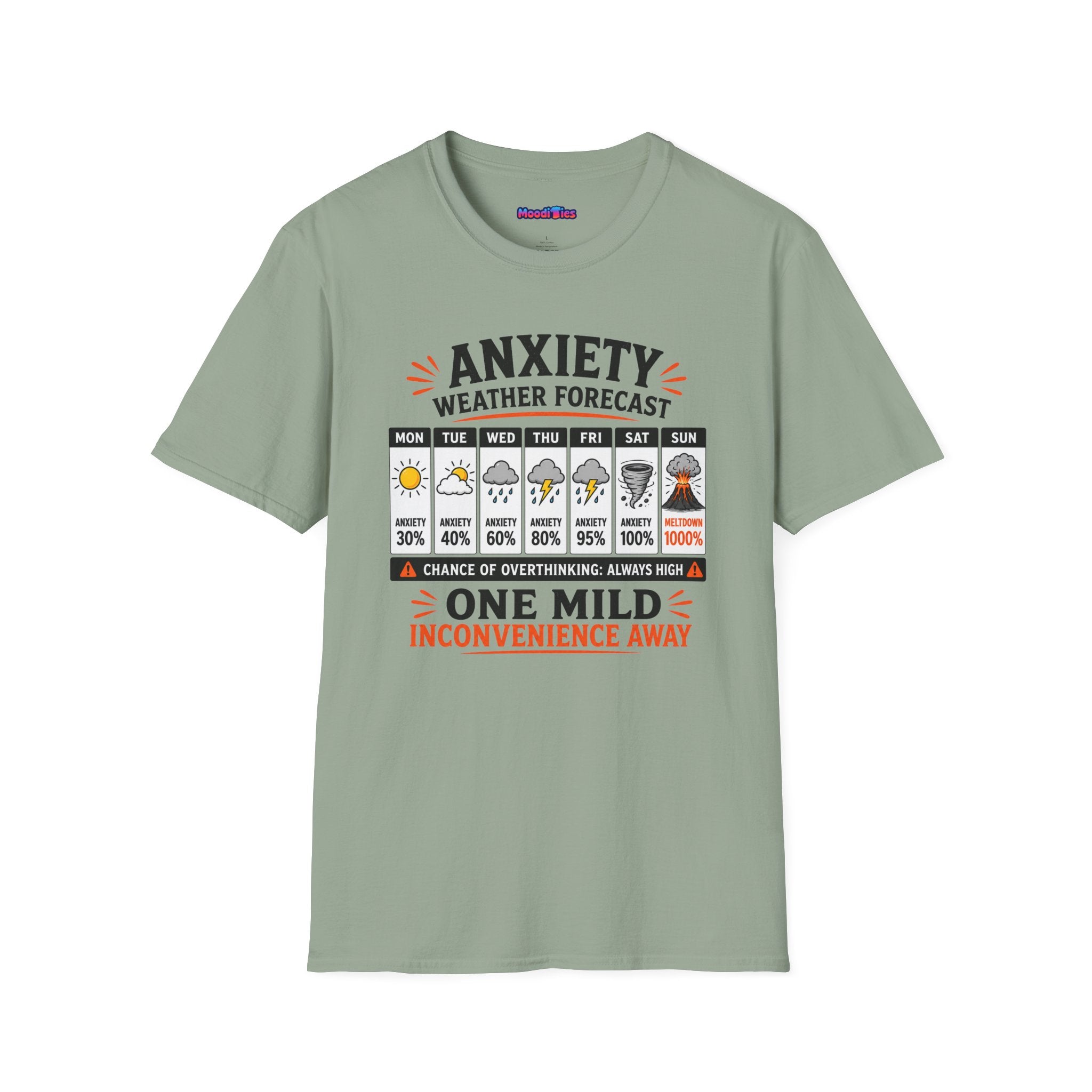 "Anxiety Weather Forecast: One Mild Inconvenience Away" T-Shirt