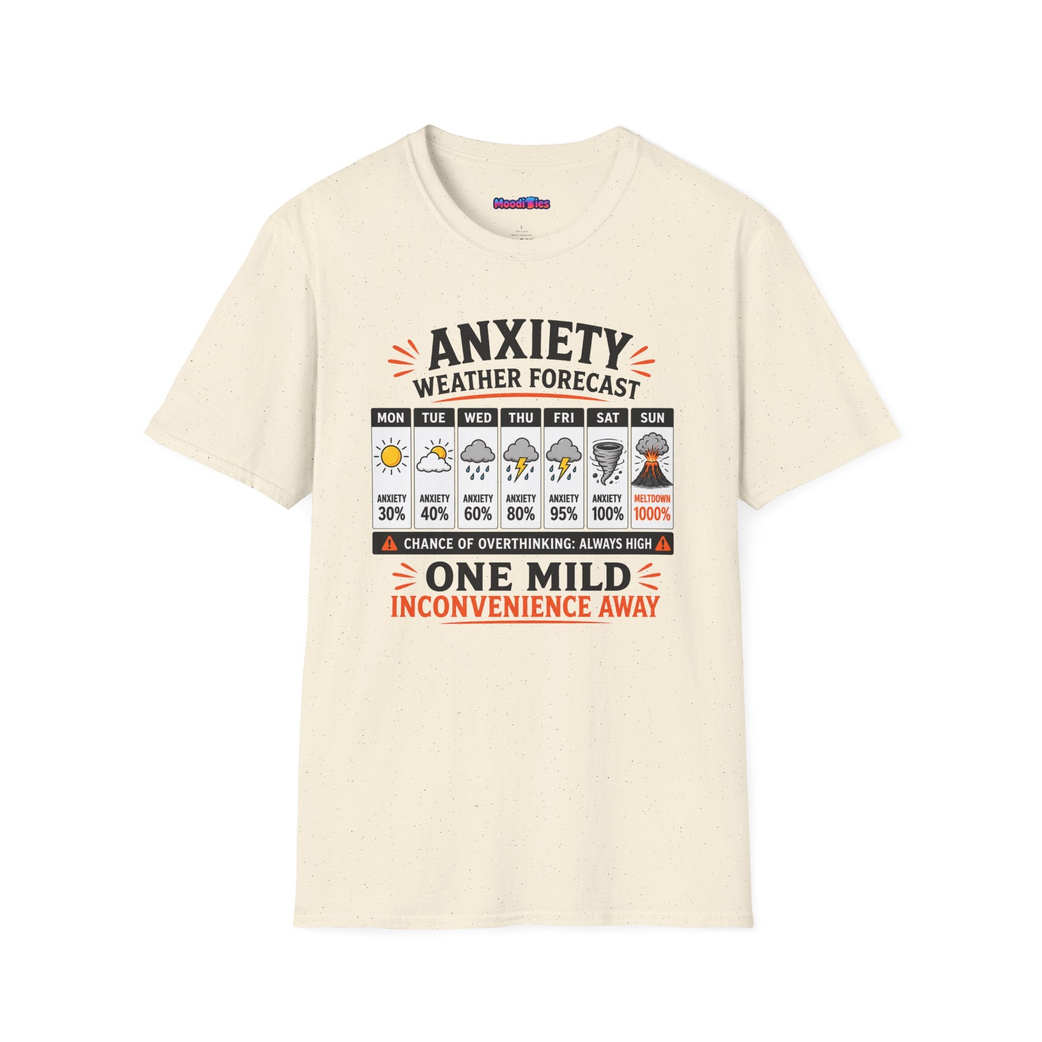 "Anxiety Weather Forecast: One Mild Inconvenience Away" T-Shirt