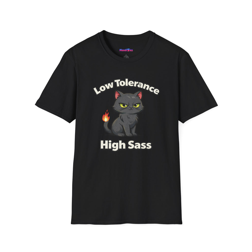 "Low Tolerance, High Sass" Black Cat T-Shirt