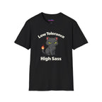 "Low Tolerance, High Sass" Black Cat T-Shirt